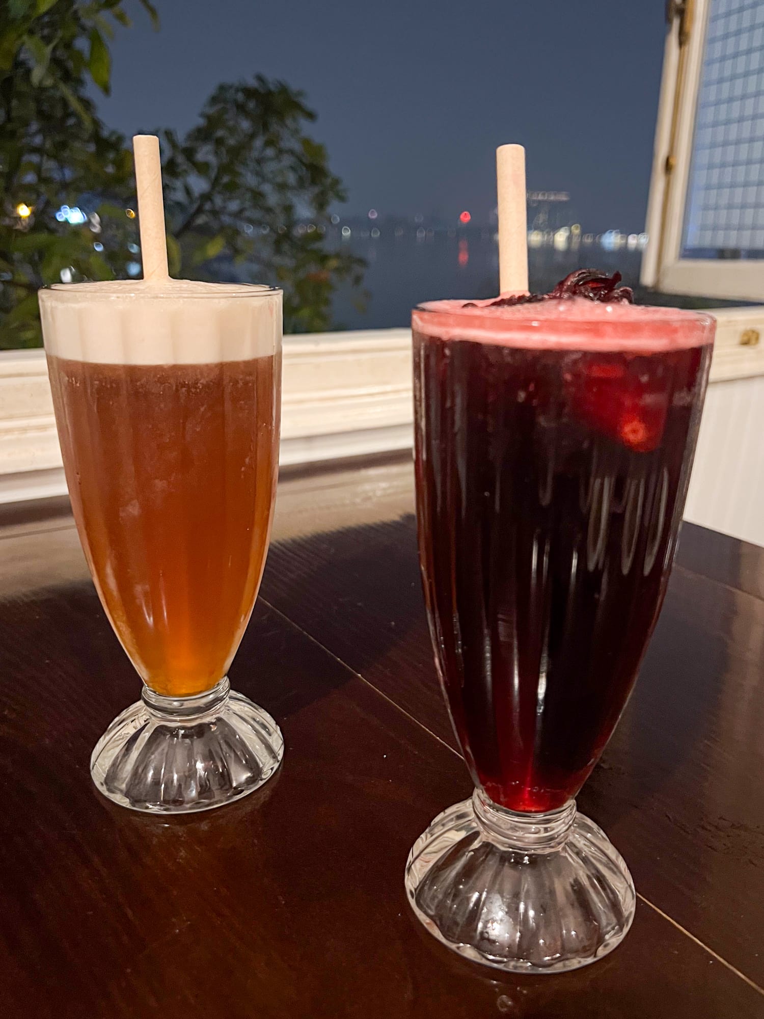 Peach (left) and strawberry-hibiscus iced teas