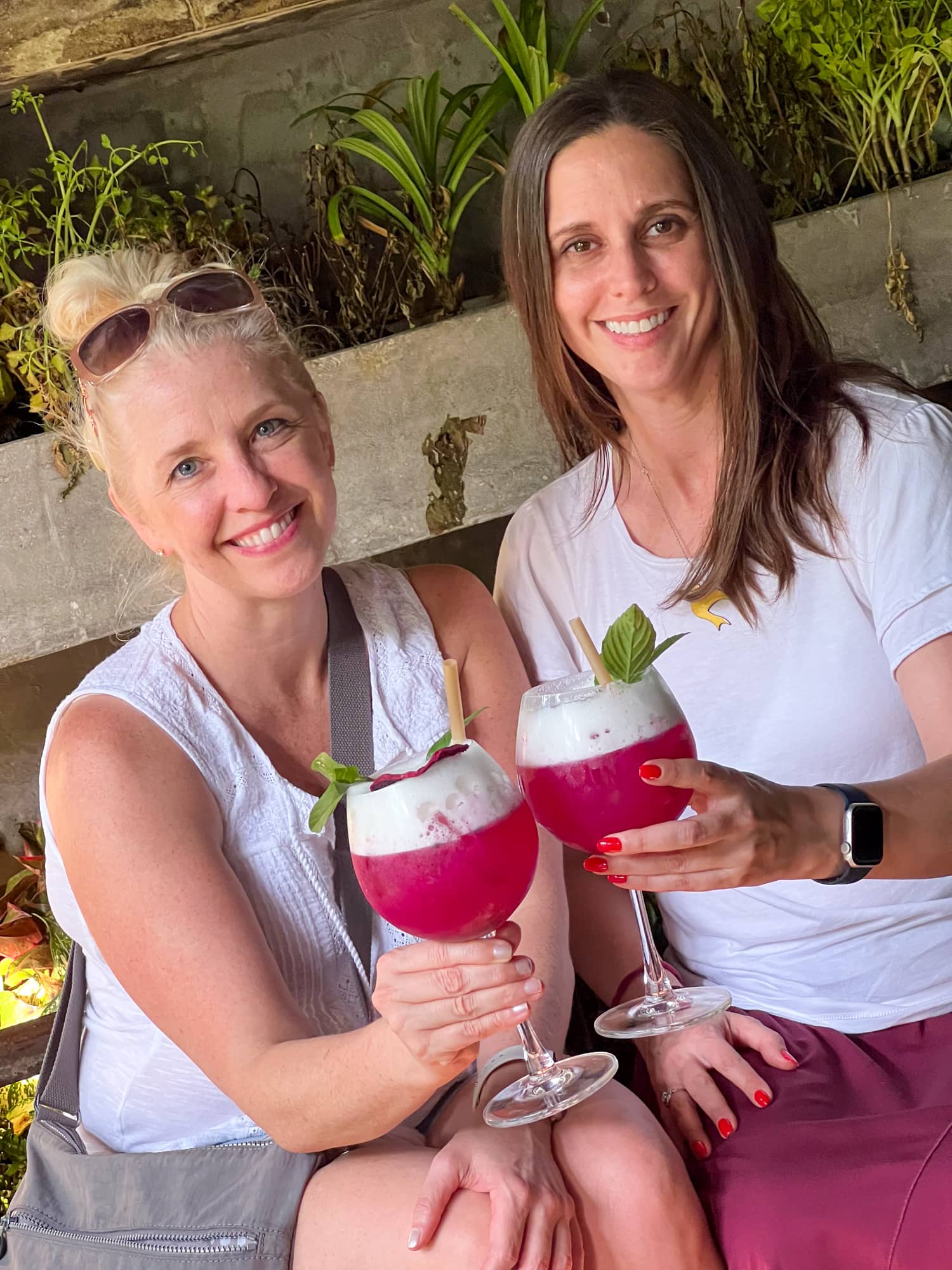 Laura (left) and Kel toast with Dragon's Delight