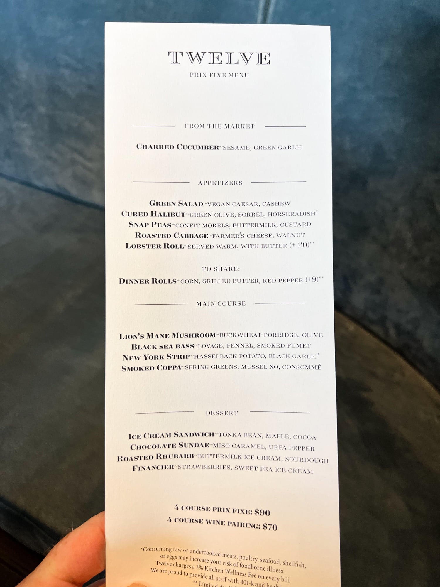 Four-course prix fixe menu