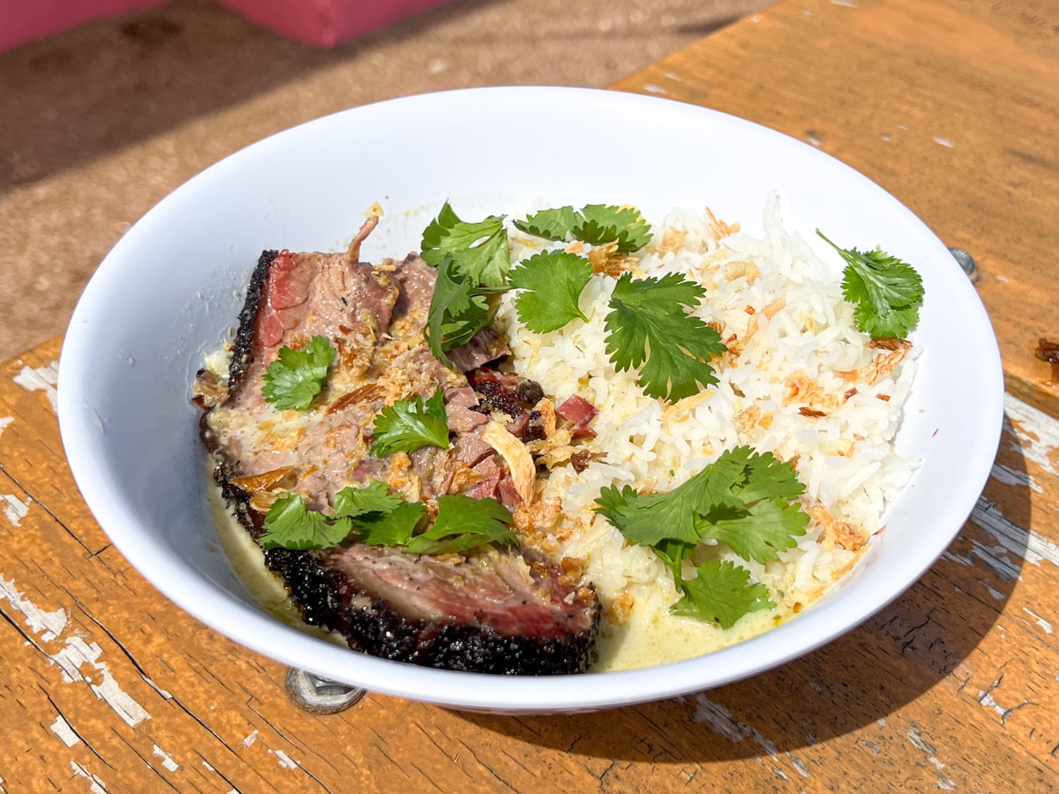 Brisket with green curry at Curry Boys BBQ