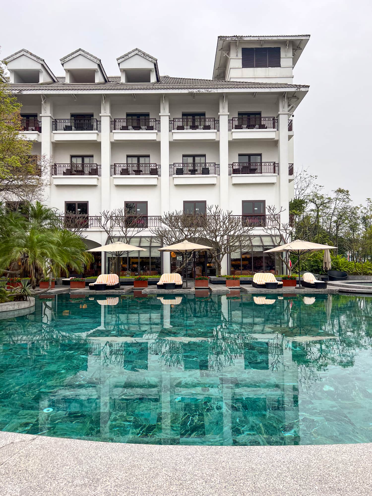 The hotel pool the at InterContinental Hanoi Westlake in Vietnam