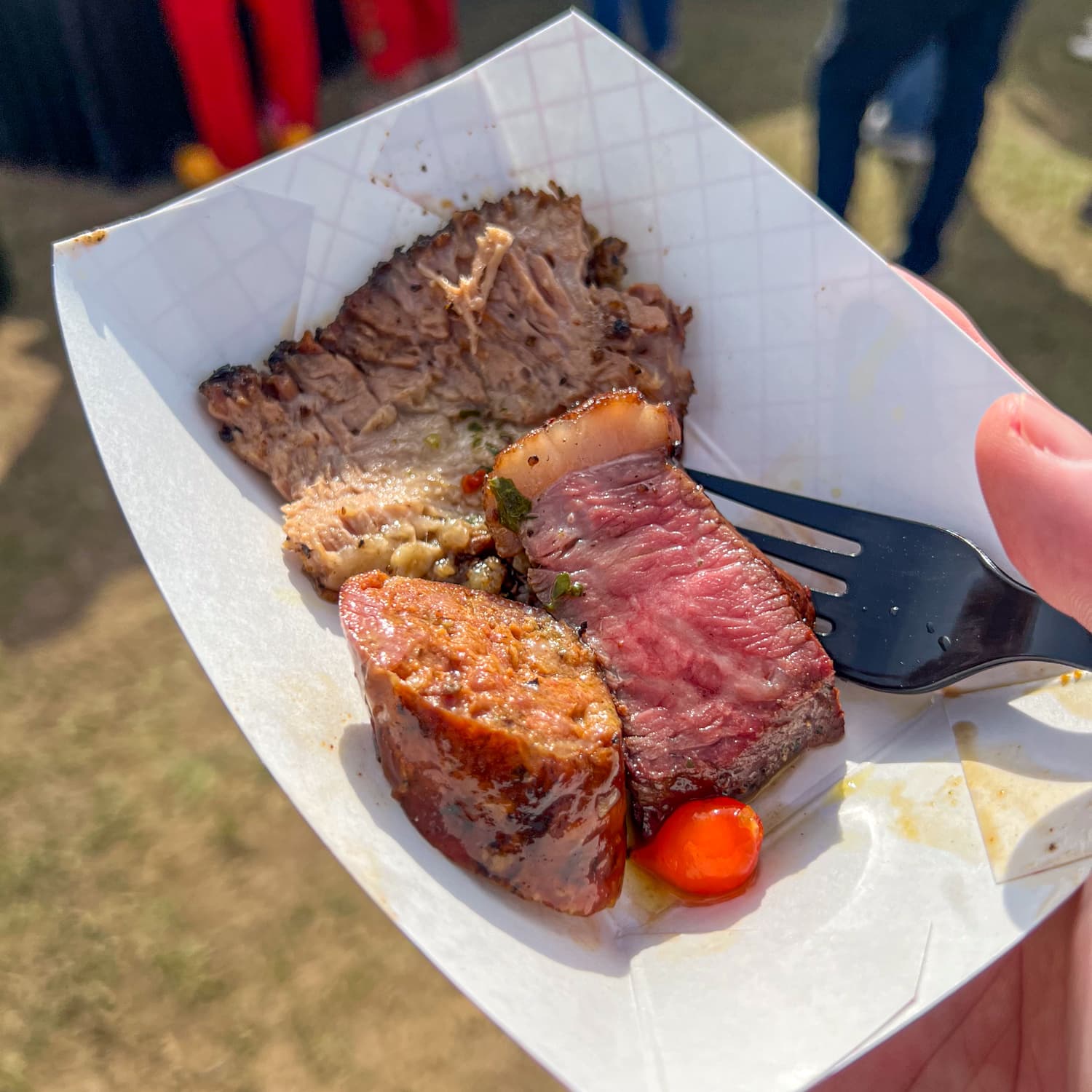 Various meats and sausage from Brotherton's Black Iron Barbecue at the Texas Monthly BBQ Fest in Lockhart