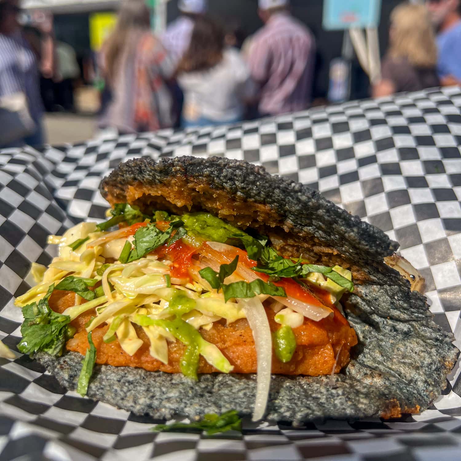 Potato and guajillo machete taco from El Charalatan