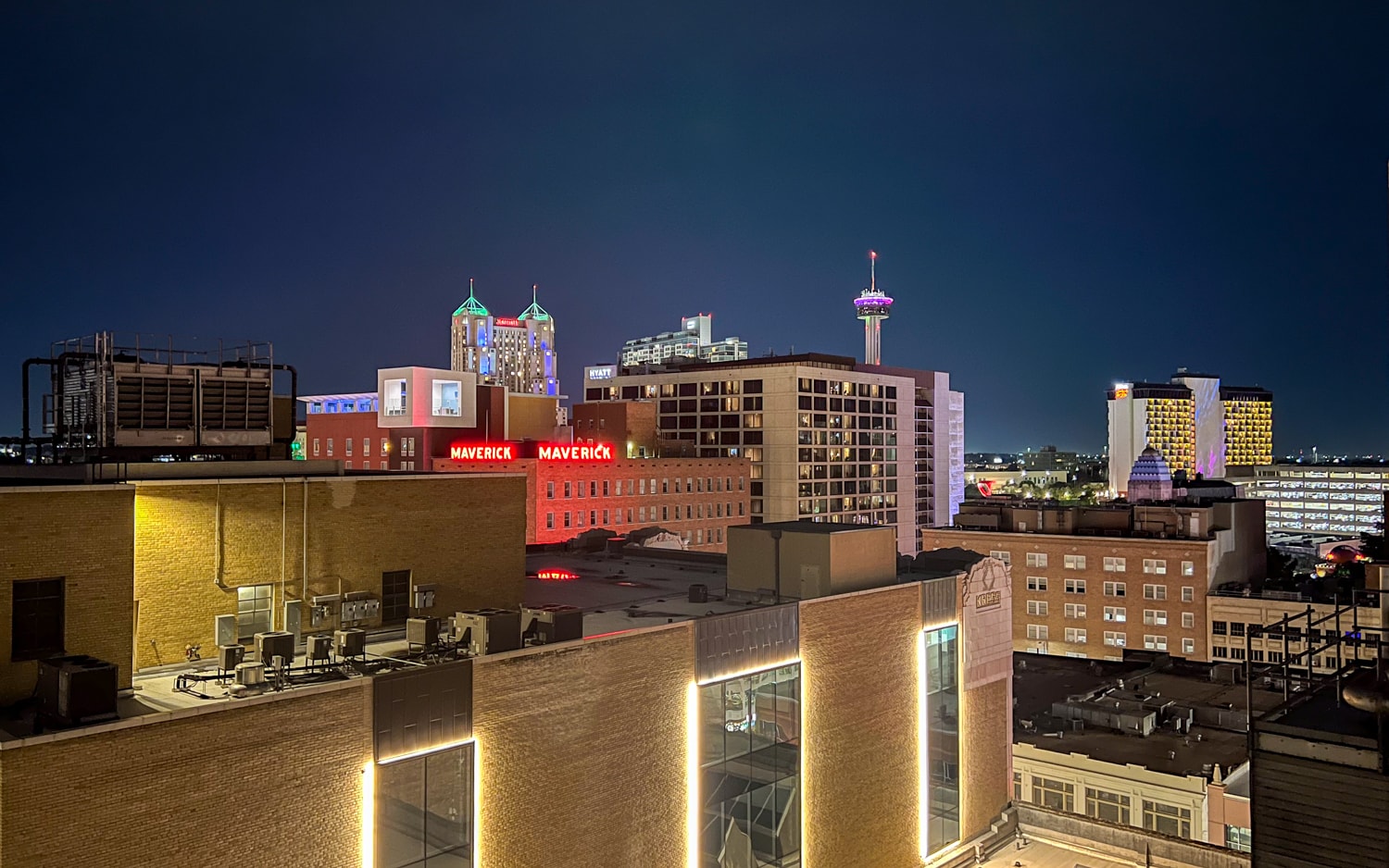 The Tower of the Americas is visible from the hotel's Sky Terrace.