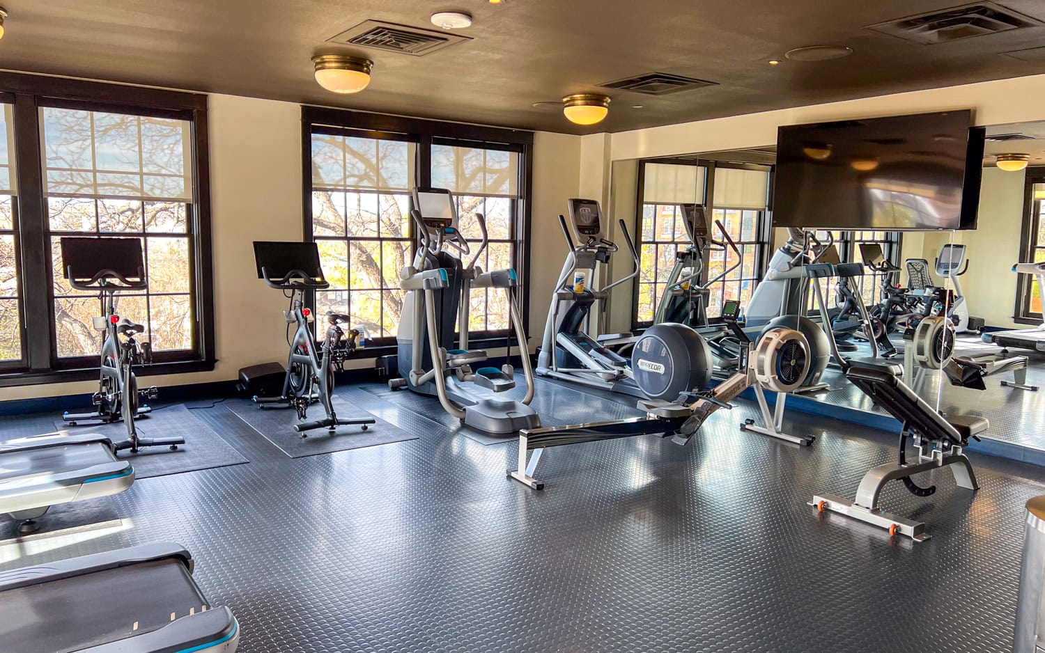 Fitness Center with cardio equipment.
