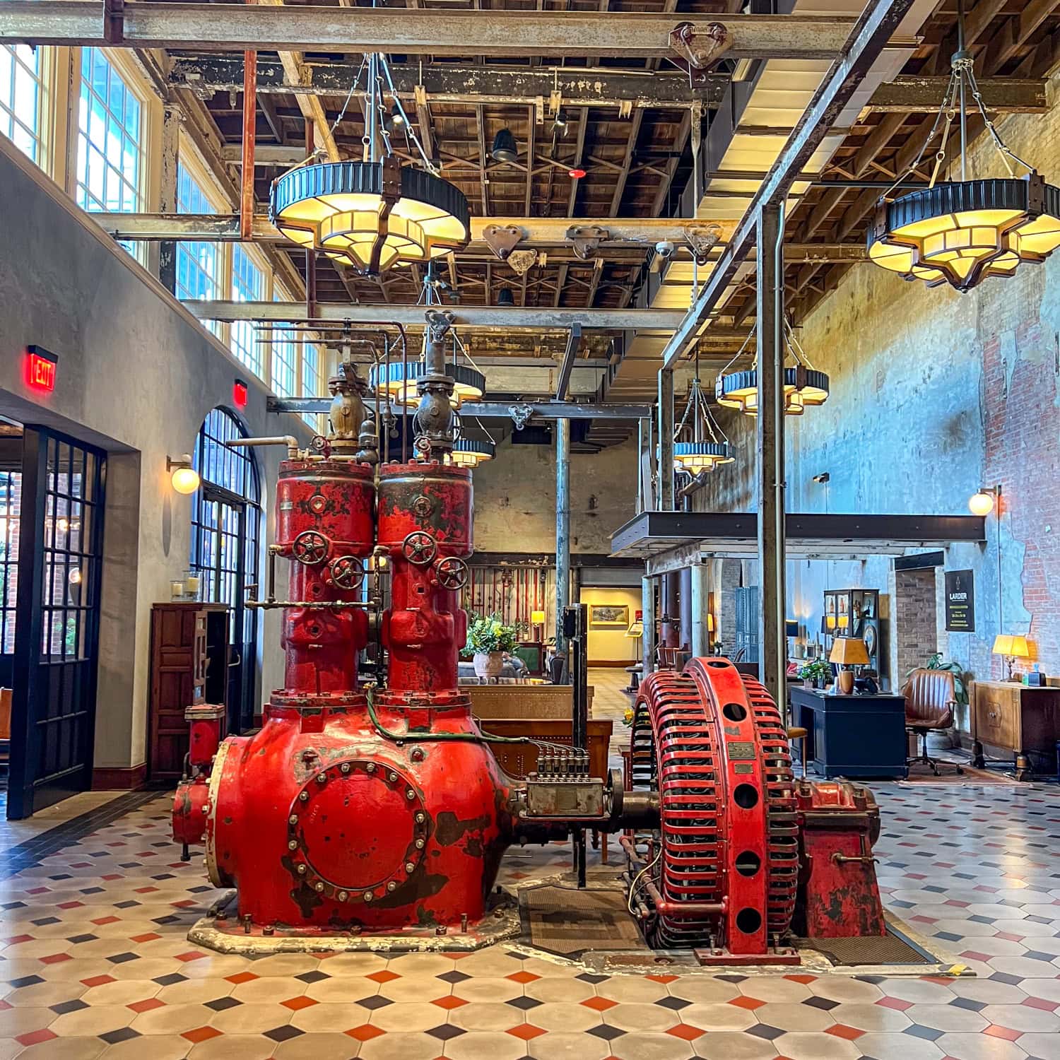Red ammonia compressor.