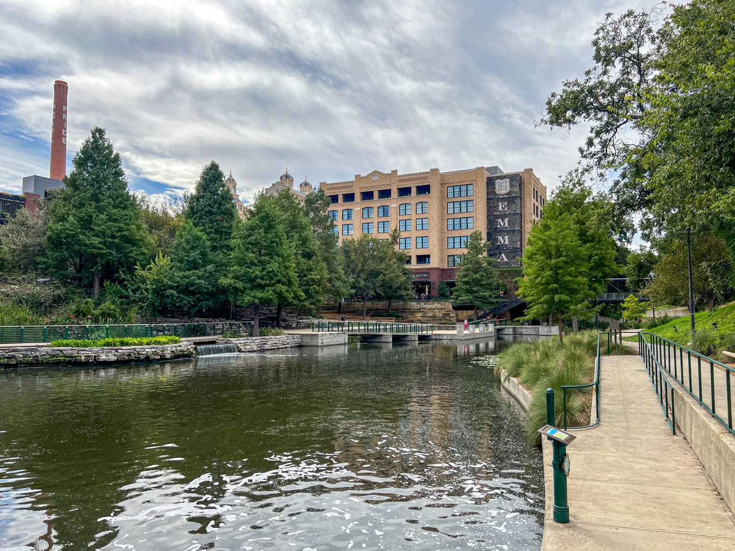 View of Hotel Emma from the San Antonio River Walk.