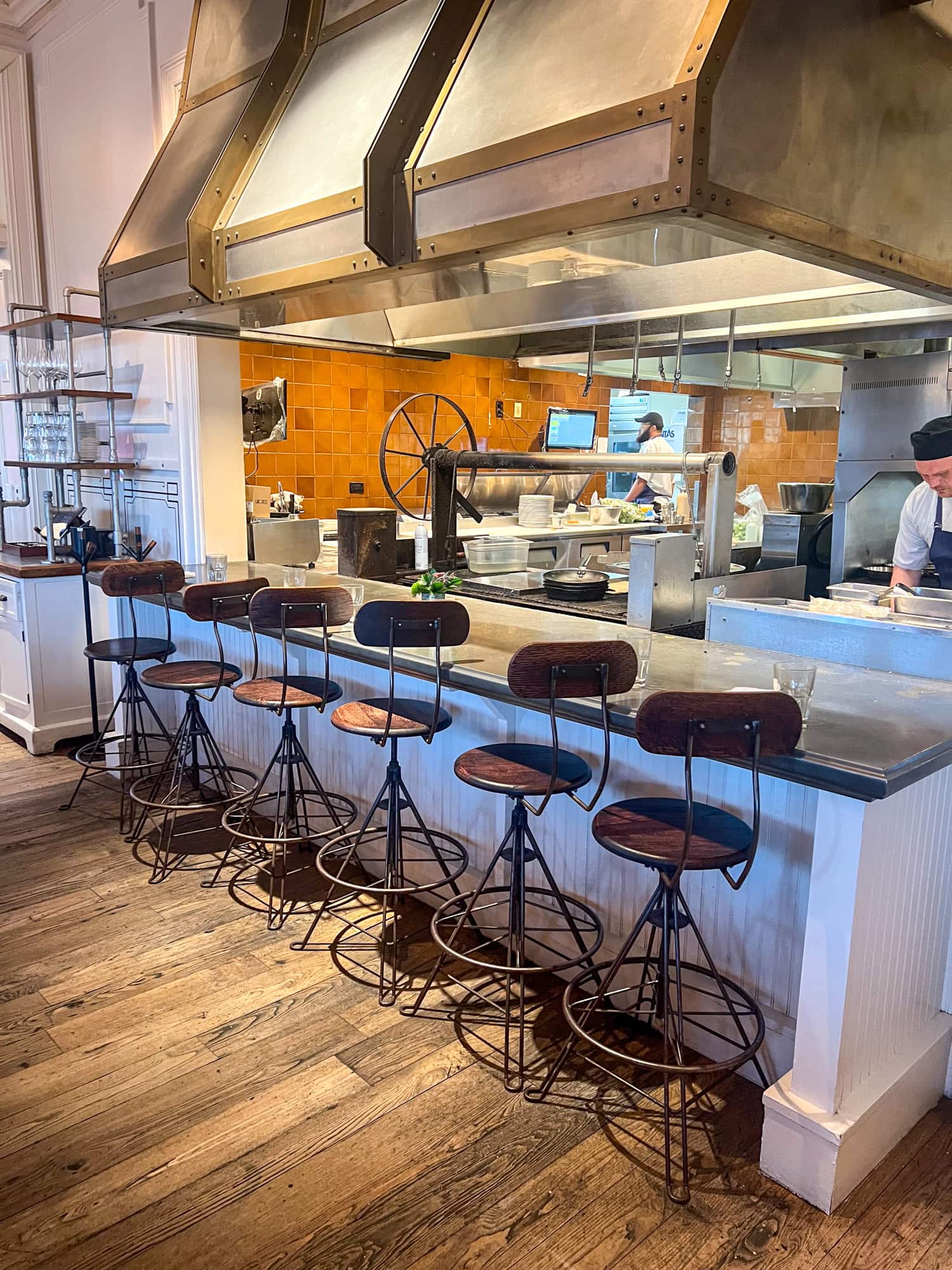 Counter seating overlooking the kitchen at Supper in Hotel Emma.