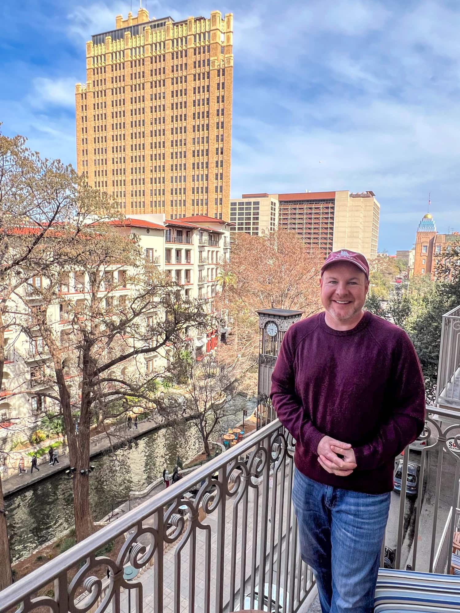 Dave on the Mokara Hotel balcony (photo by Kelly Lemons).