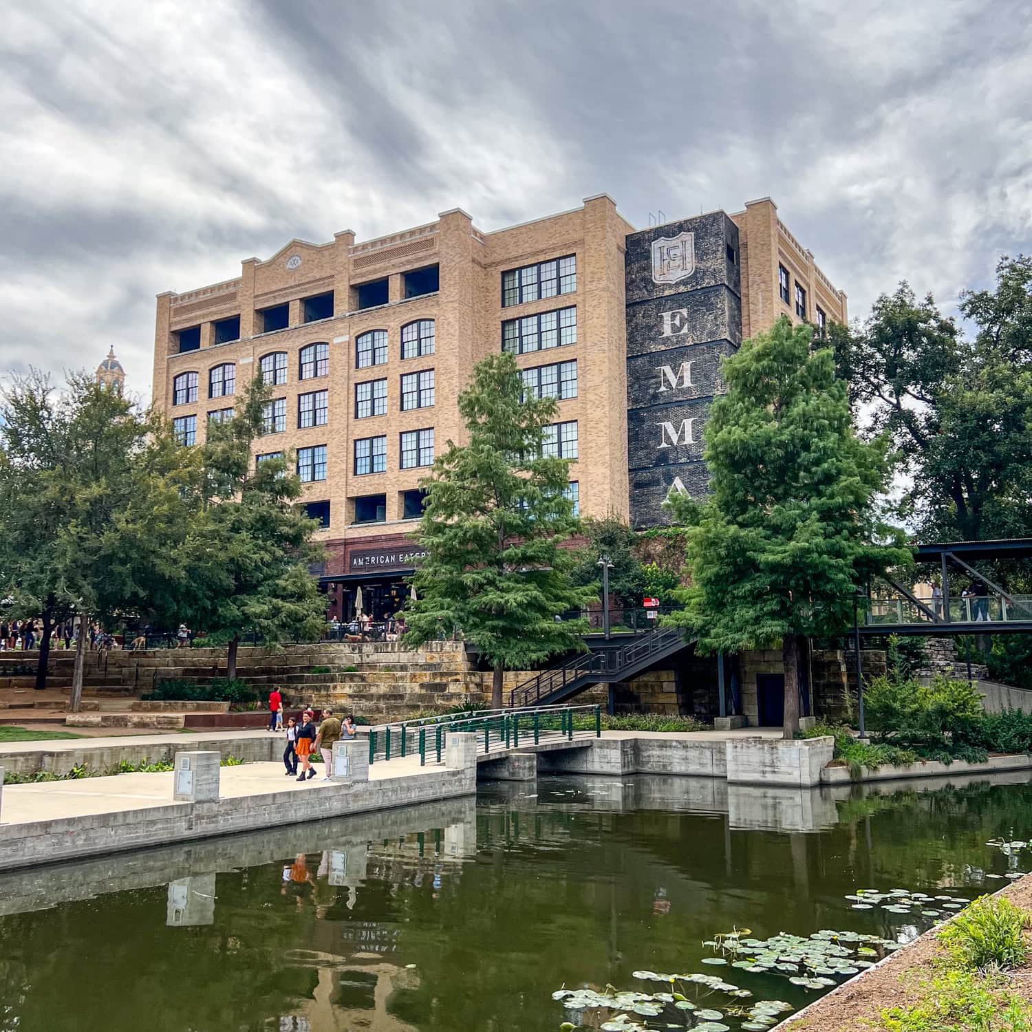 Hotel Emma as seen from the San Antonio River Walk.