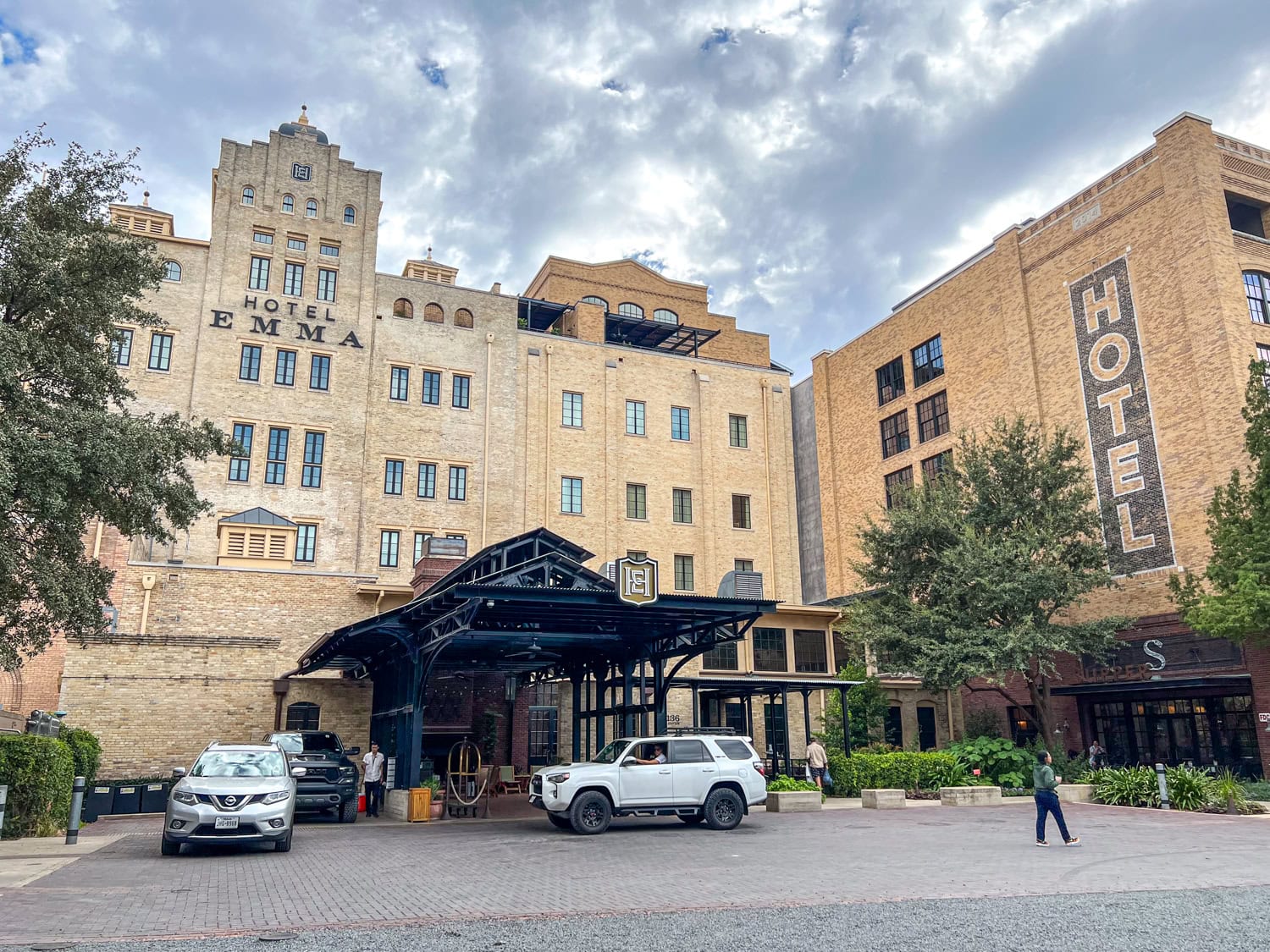 The main entrance to Hotel Emma at the Pearl in San Antonio.