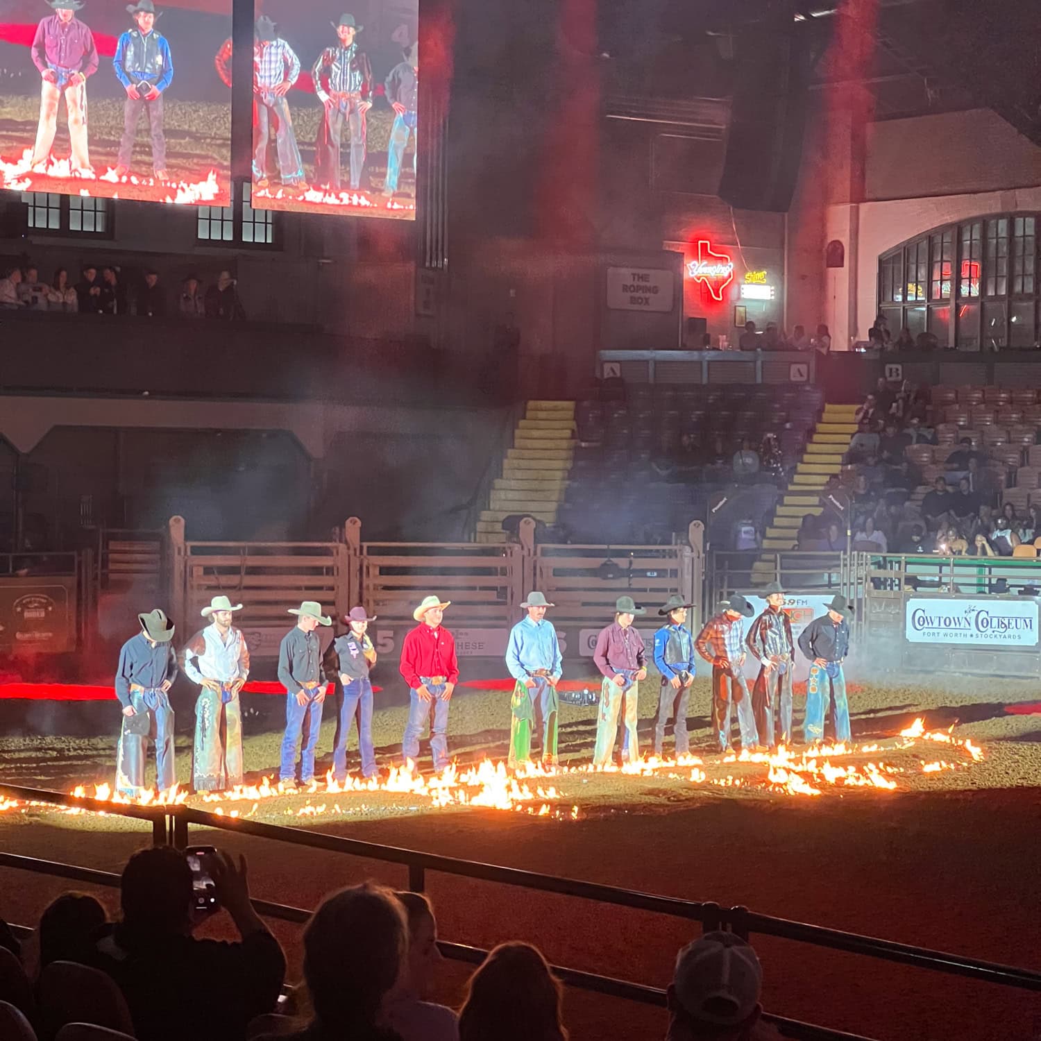 Cowboys at the Stockyards Championship Rodeo in Fort Worth.