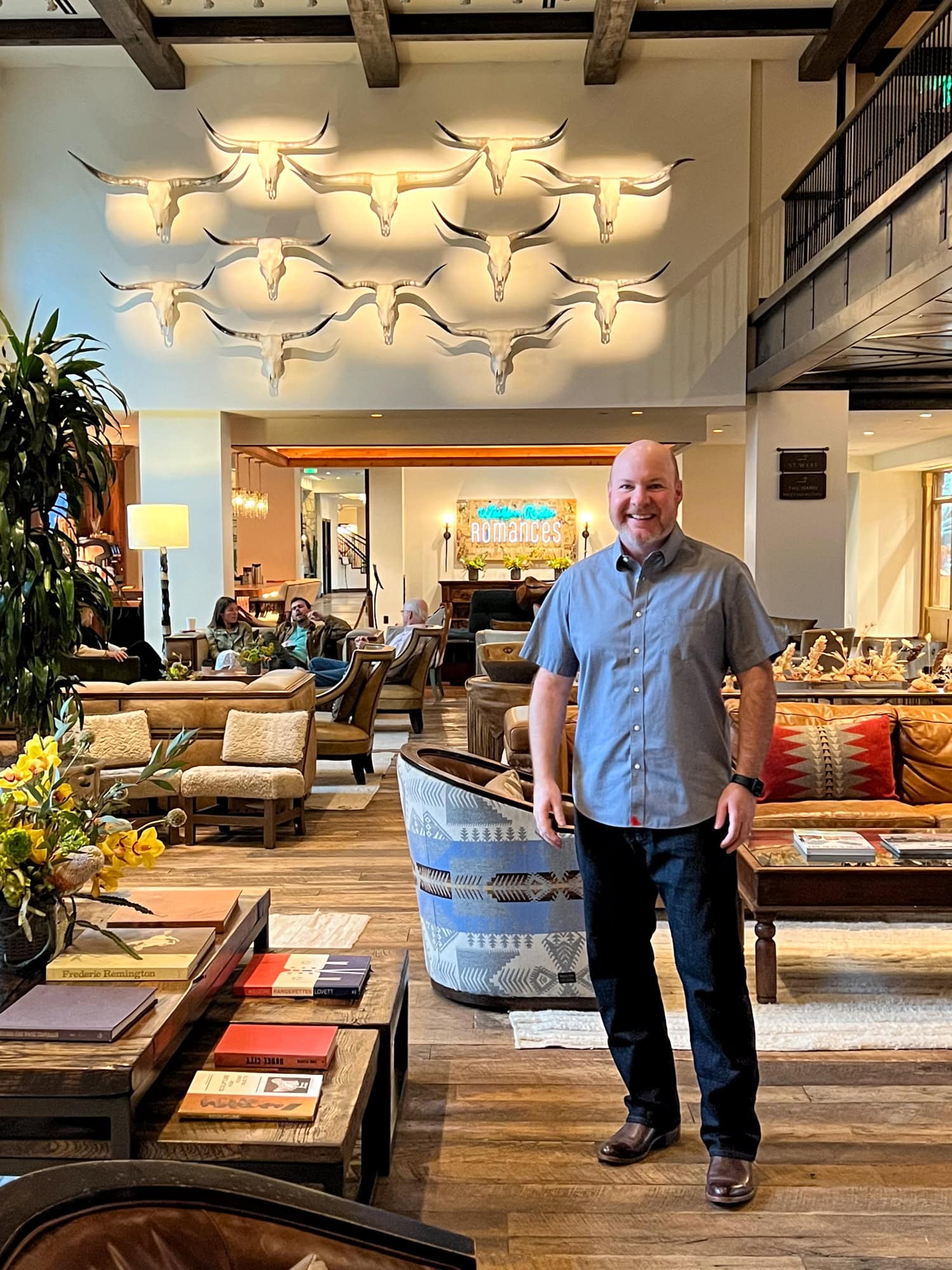 Dave posing in the lounge at Hotel Drover (photo by Kelly Lemons).