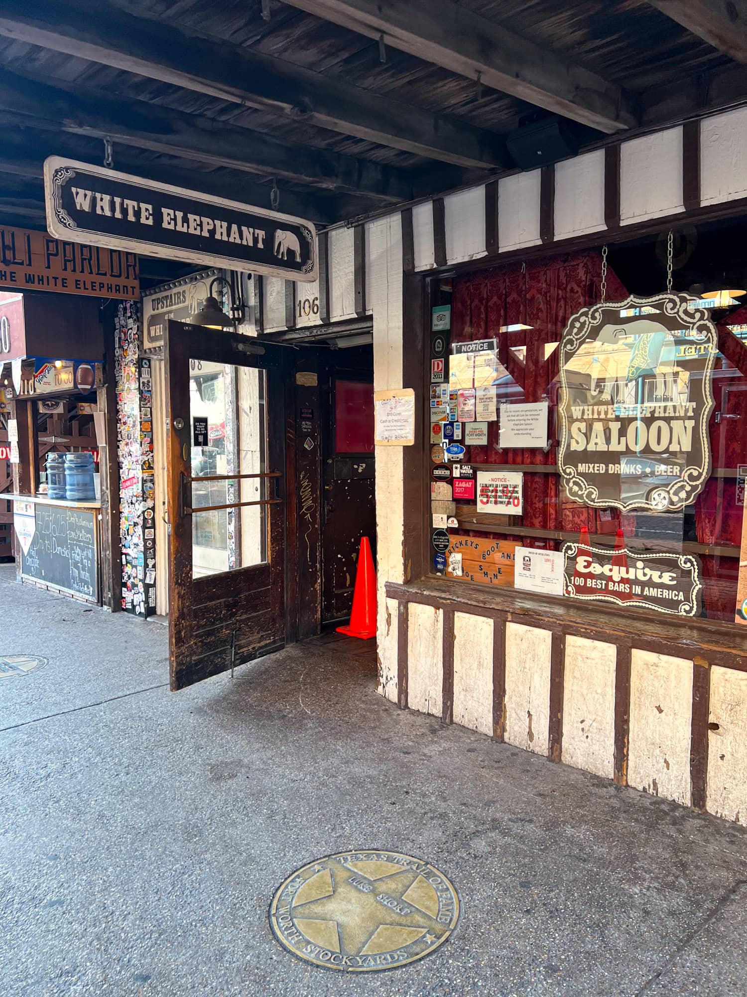 Entrance to the White Elephant Saloon.