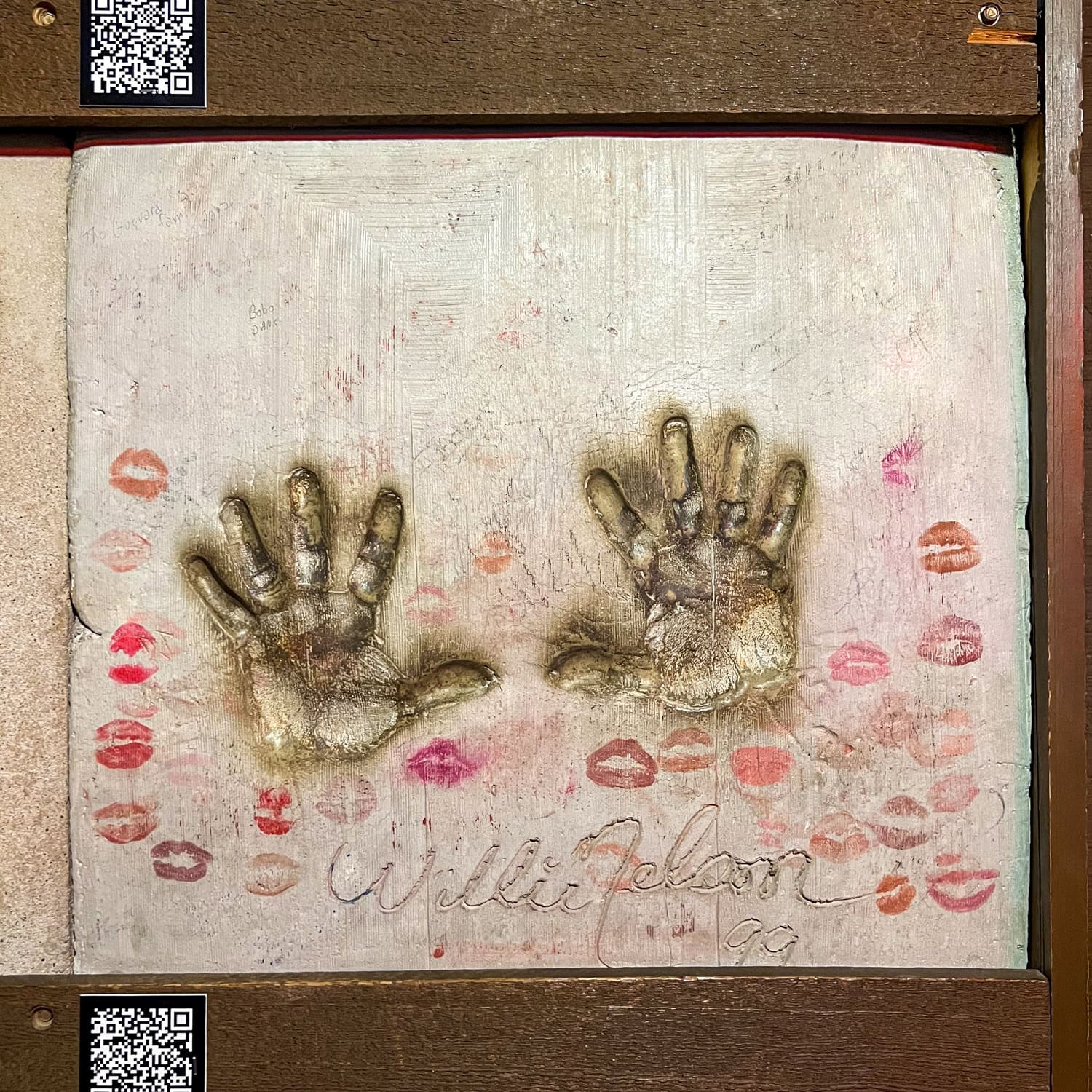 Willie Nelson's handprints at Billy Bob's Texas.