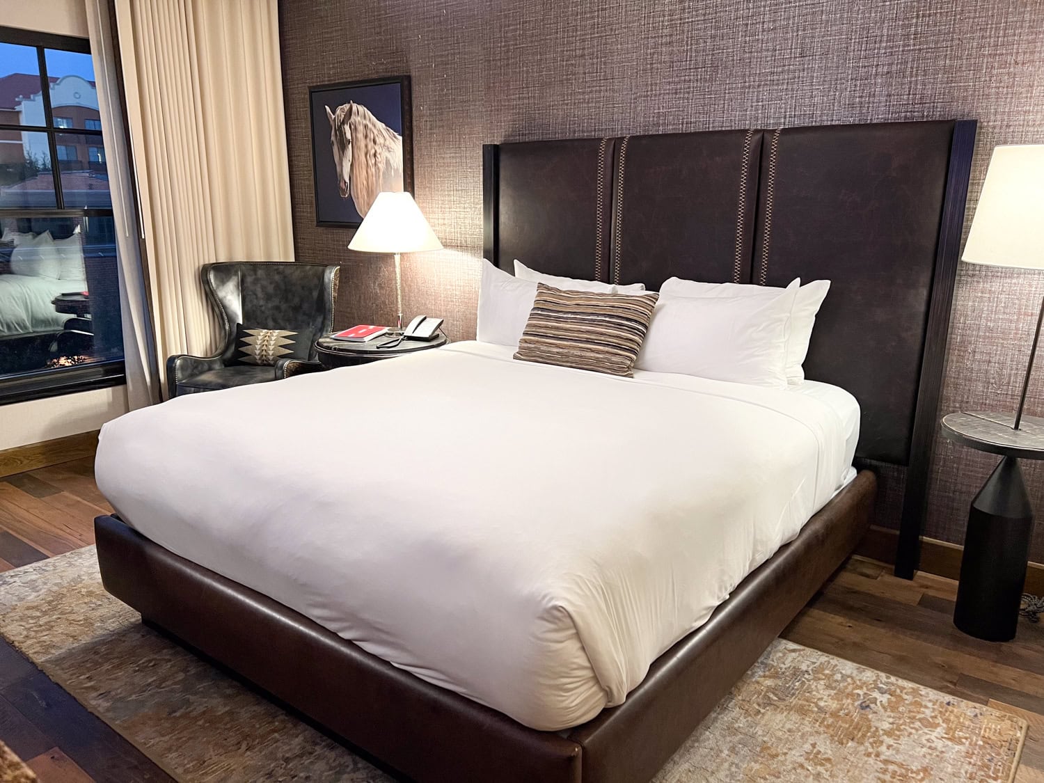 King bed in our hotel room.