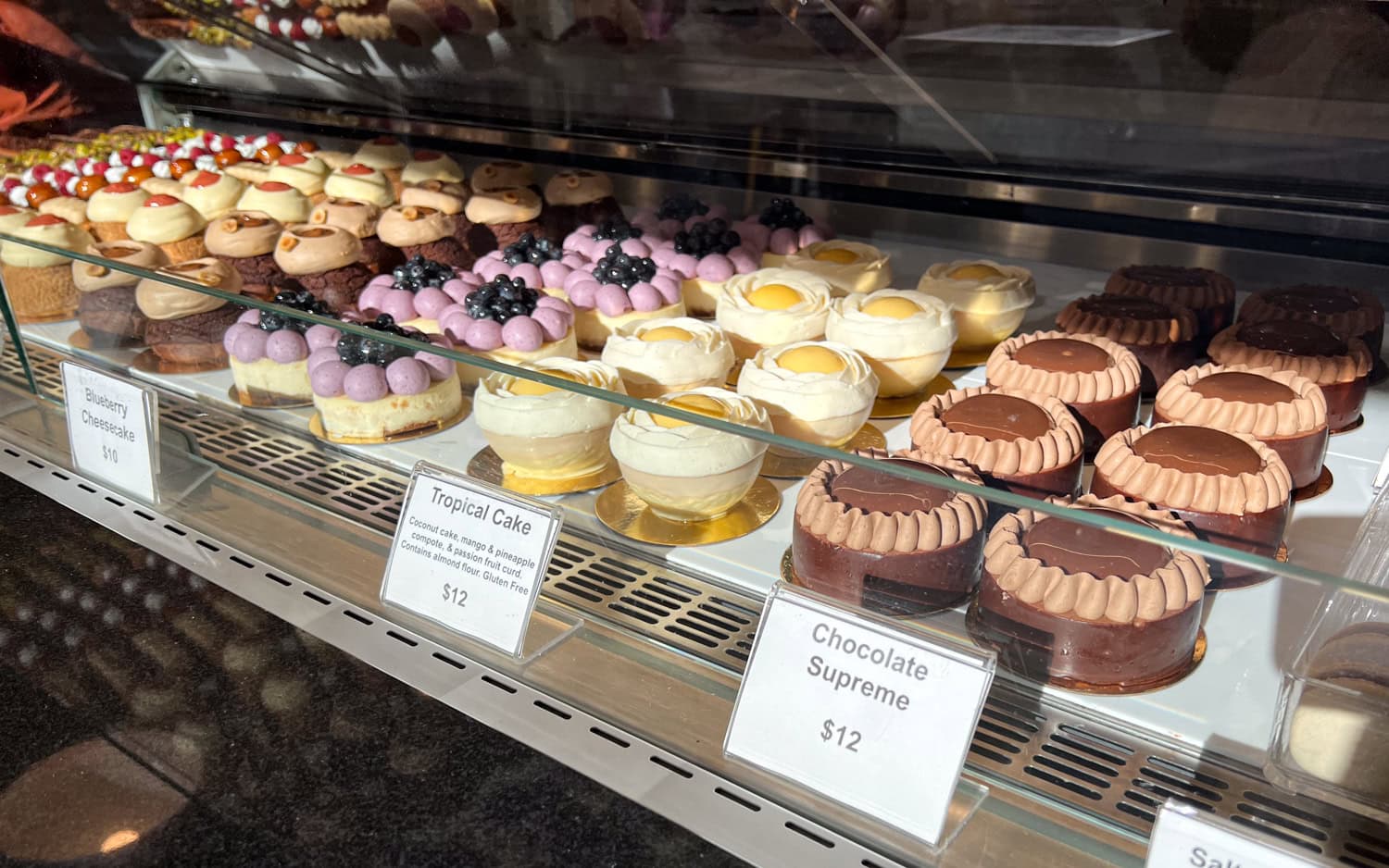 Pastry case at Petit Chou.