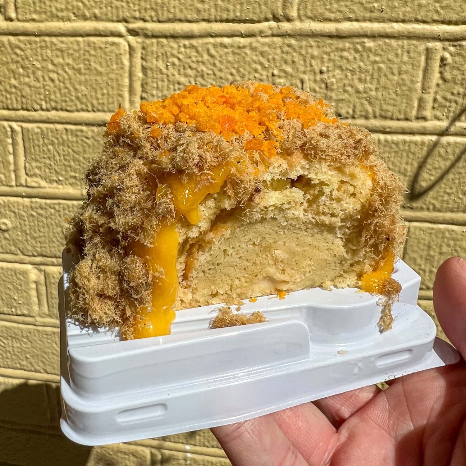 Salted egg roll cake at La La Bakeshop.