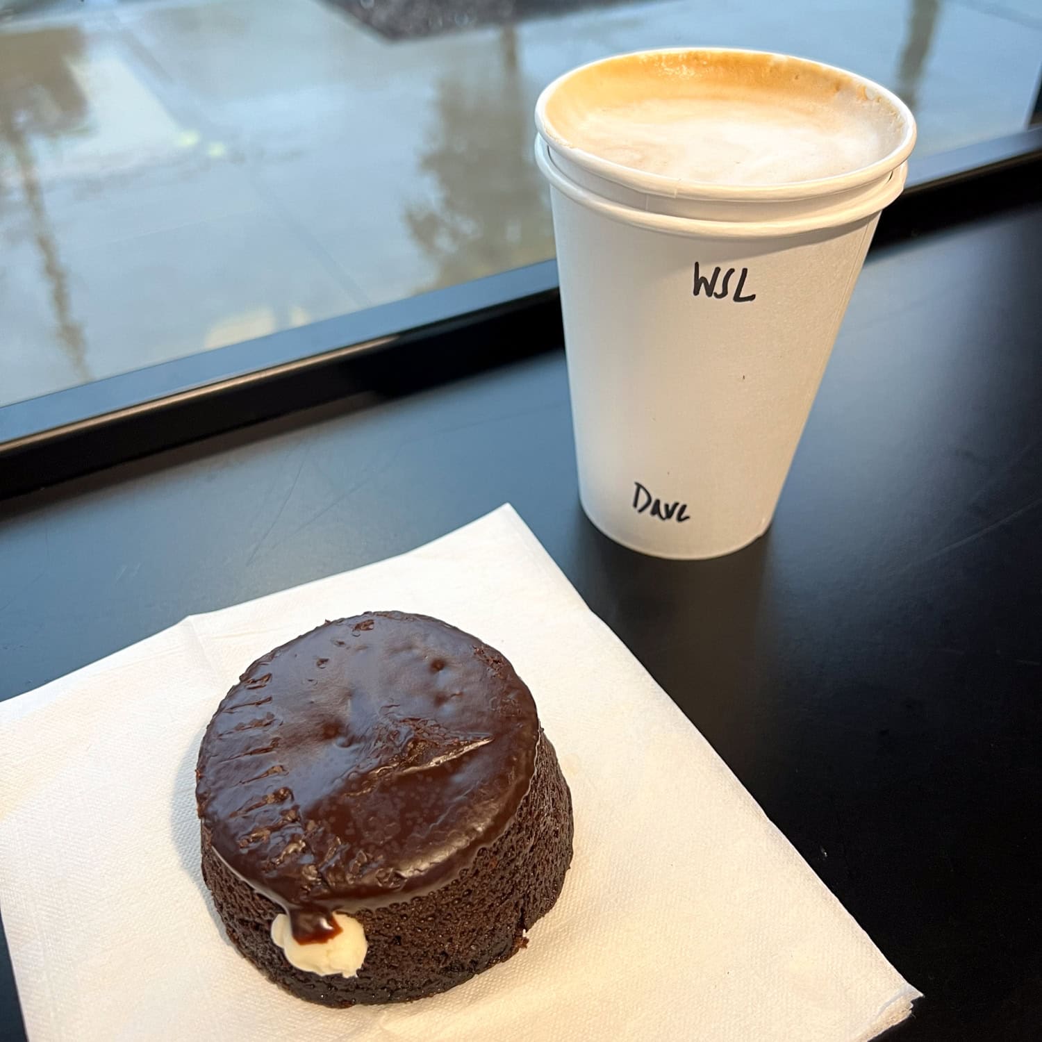 Chocolate cake and a winter spice latte at Magnolia Press Coffee Co.