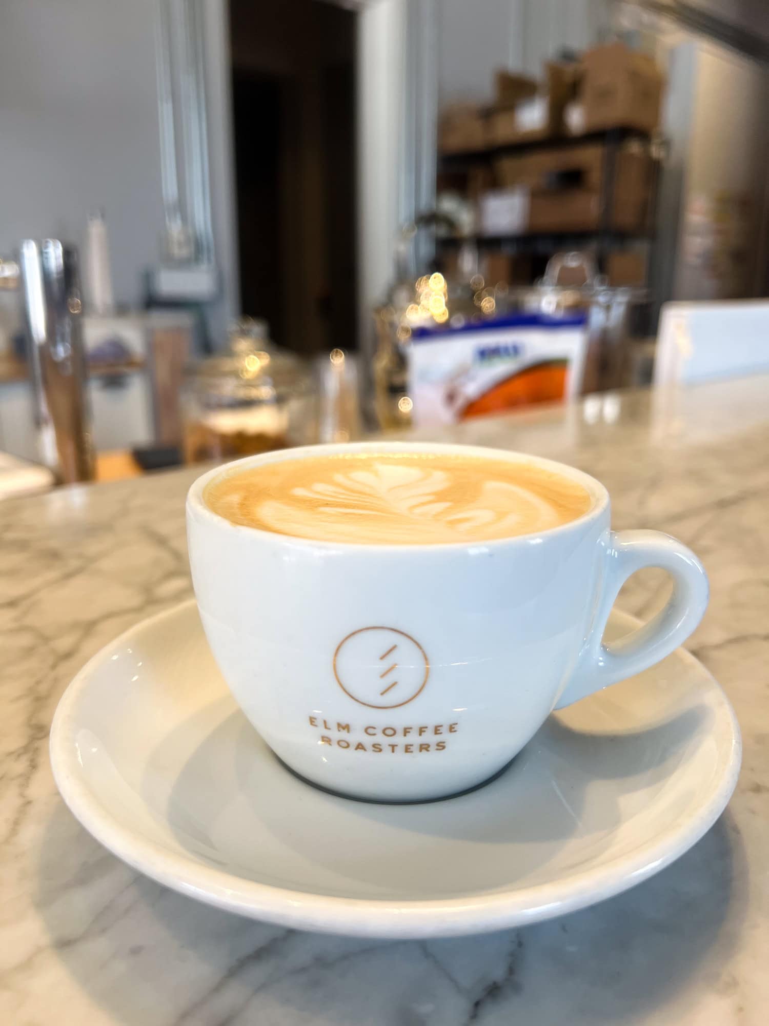 Coconut latte at Elm Coffee Roasters.