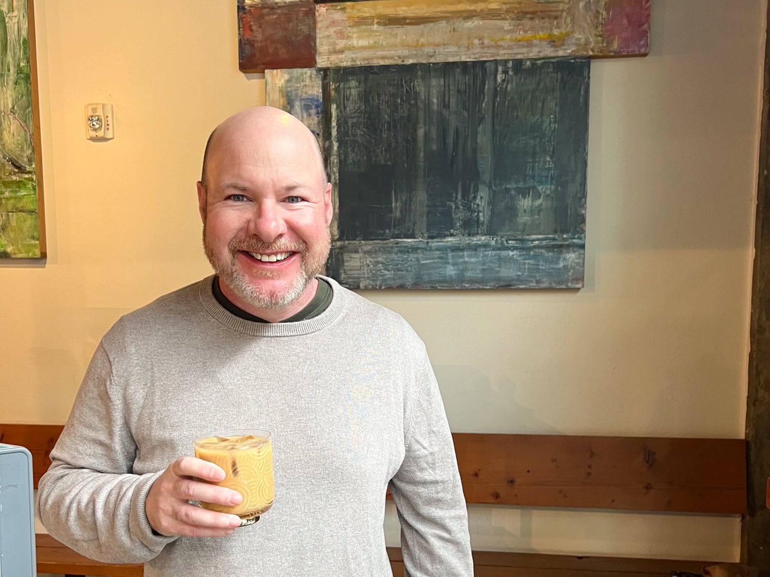 Dave at Ghost Note Coffee, one of his favorite Seattle cafes (photo by Kelly Lemons).