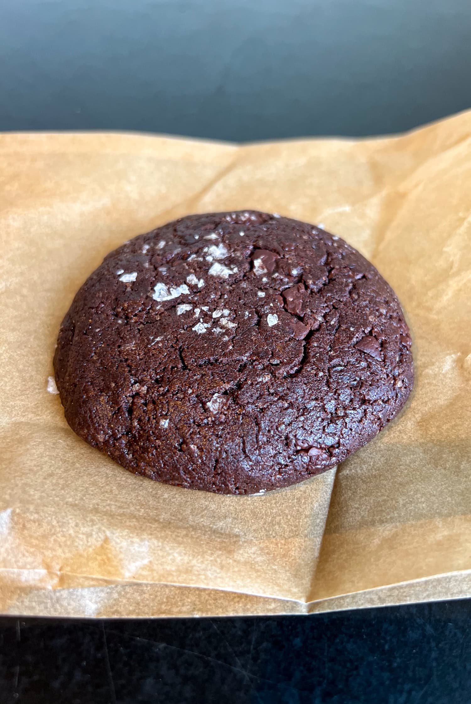 Double chocolate cookie with sea salt at Sea Wolf bakery.