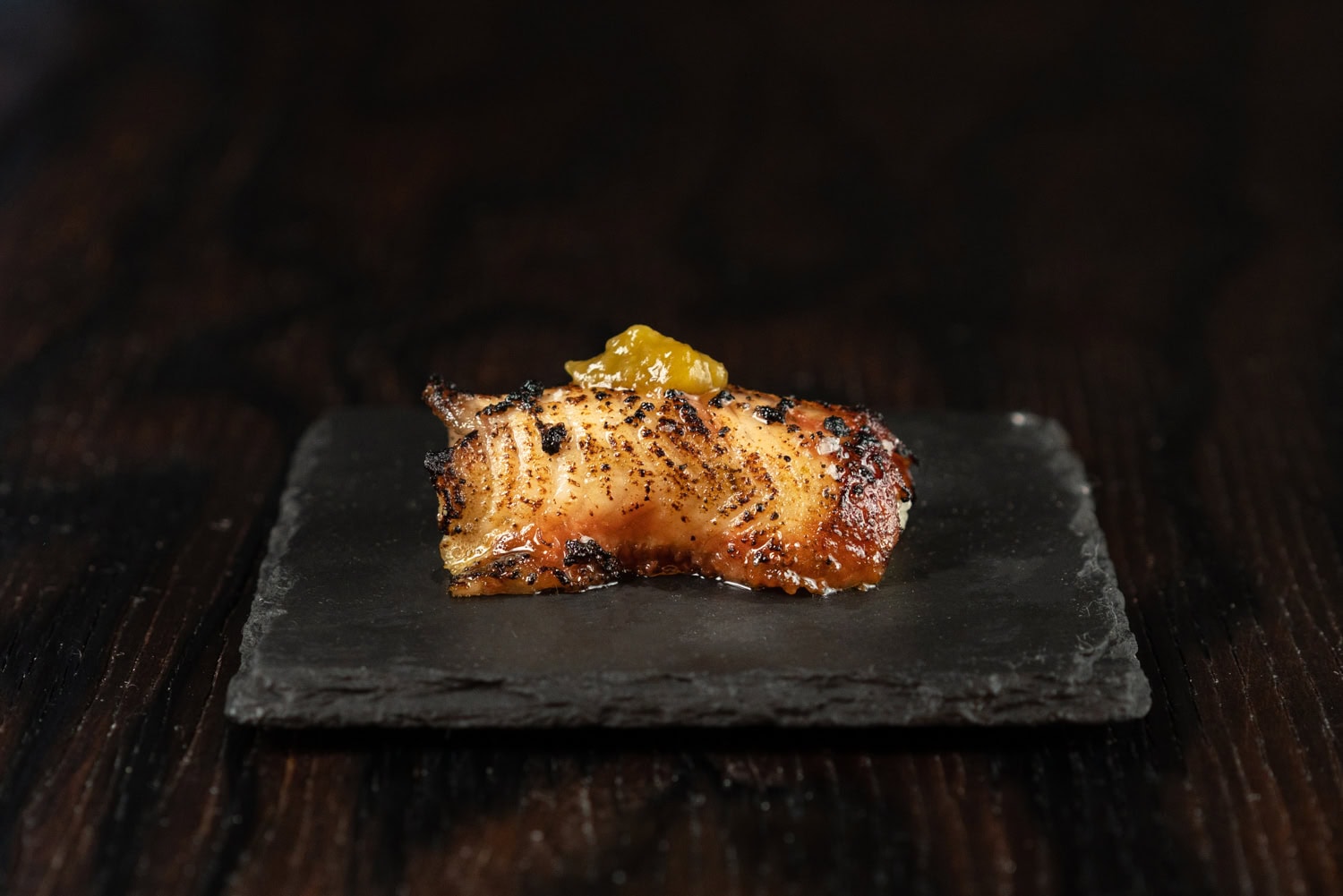 Freshwater eel fried in bone marrow and poblano yuzu kosho (credit: Suzi Pratt Photos).