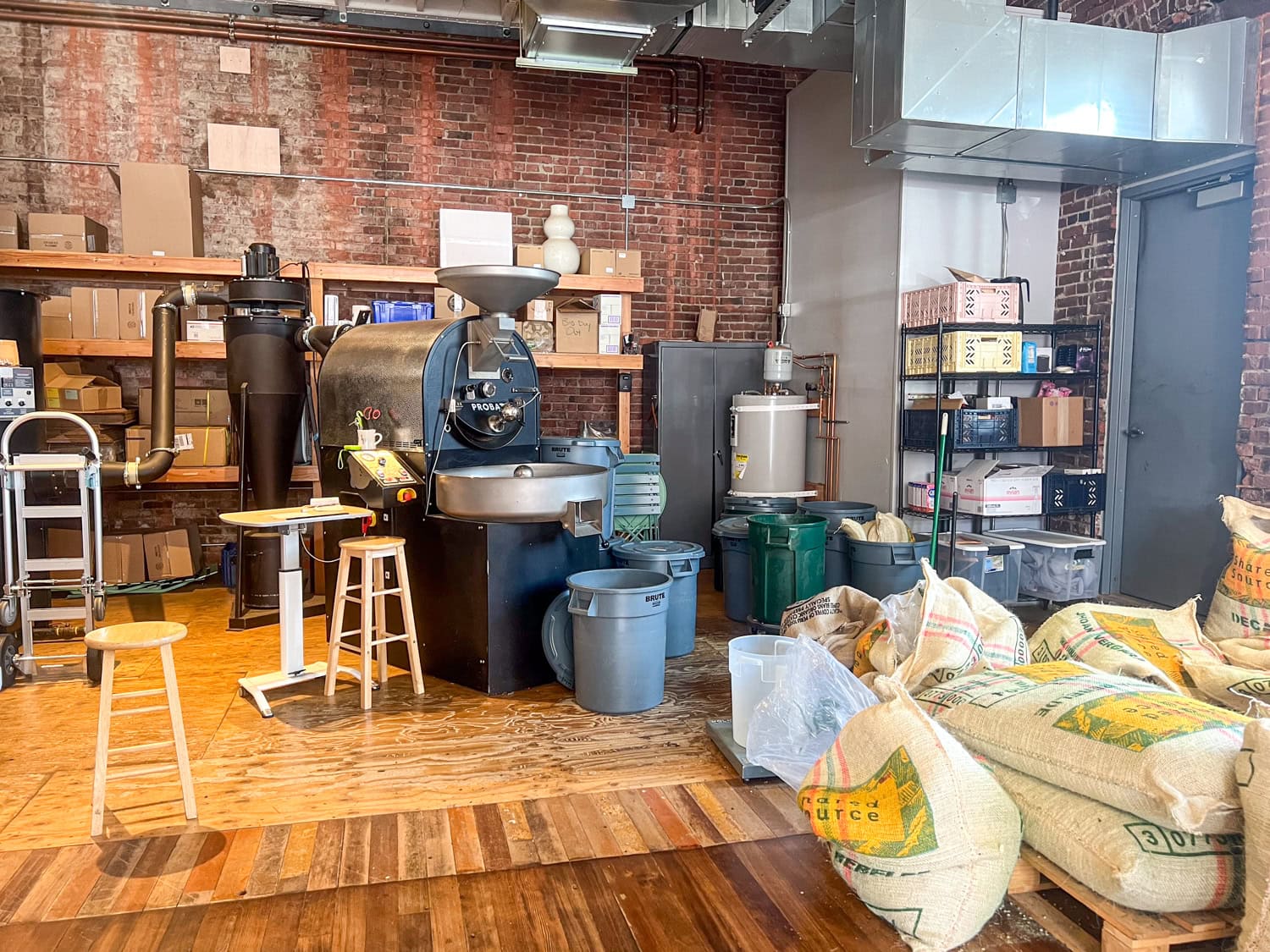 Roasting machine at Elm Coffee Roasters in Seattle, WA.