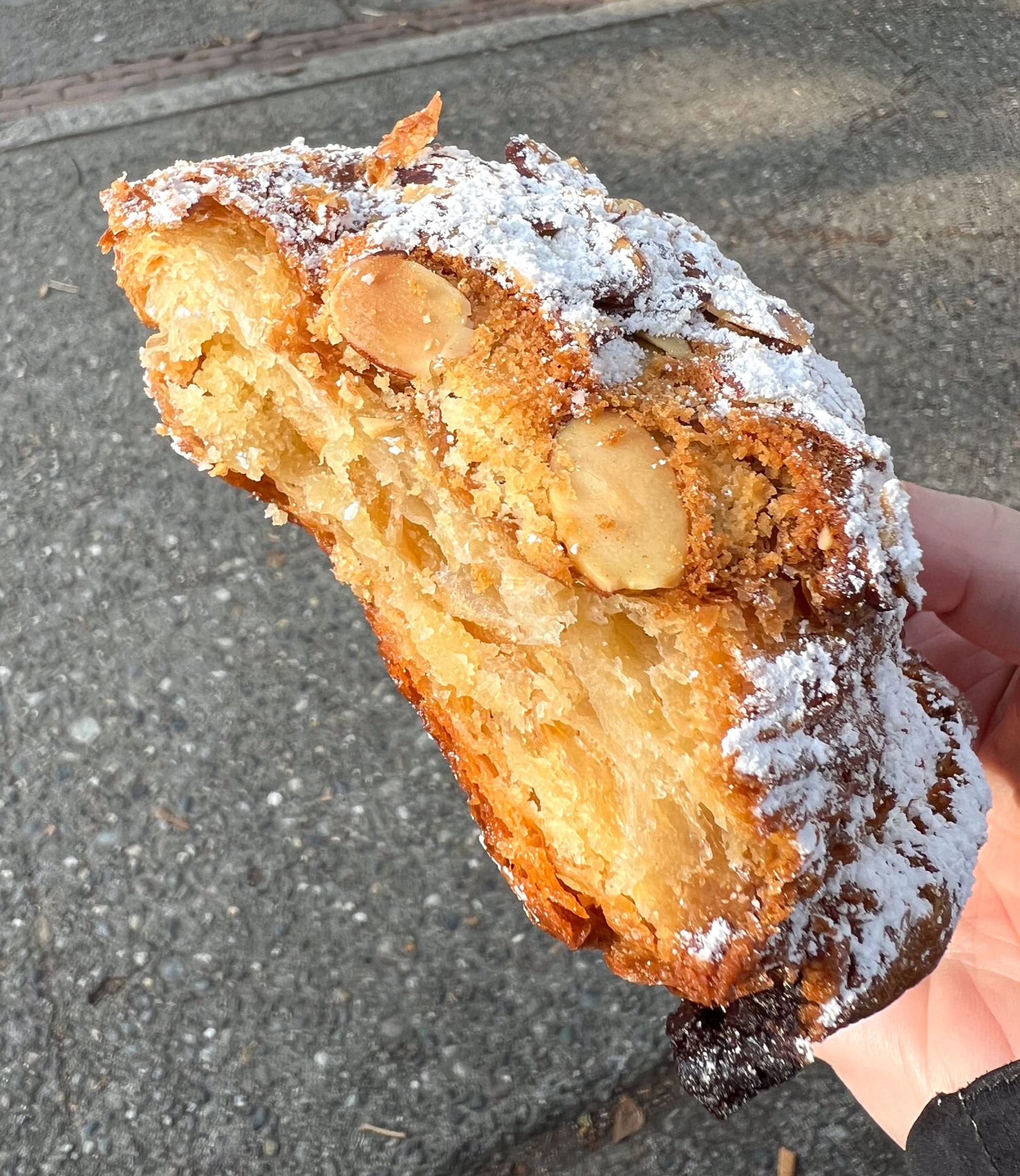 A look inside a twice-baked chocolate croissant.