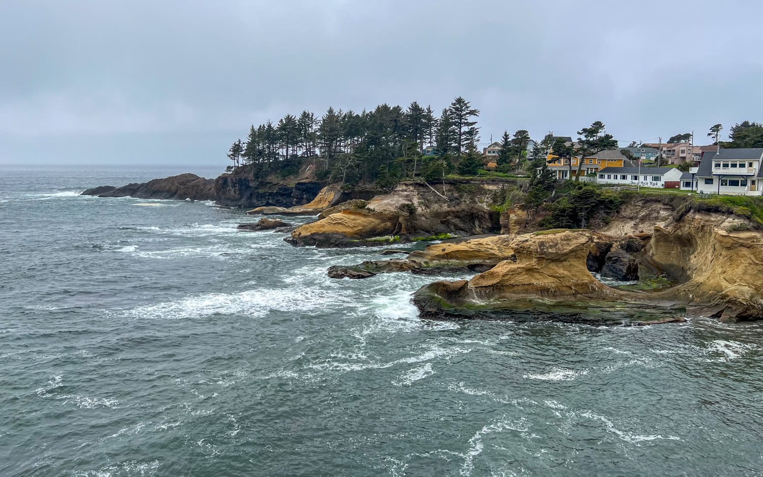 The view of Depoe Bay from Tidal Raves Seafood Grill, where we stopped for lunch on our Oregon Coast road trip.