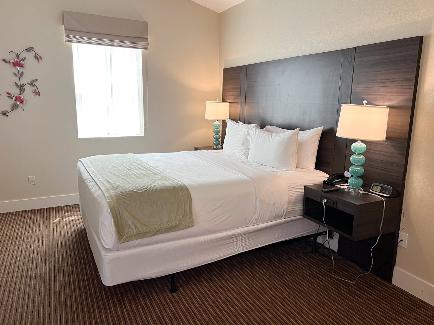 The king bed in the villa I stayed in at Carter Creek Winery Resort & Spa.