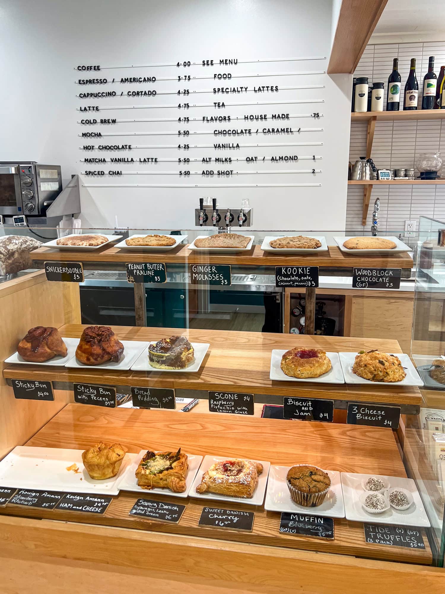 The pastry case at Sea Level Bakery and Coffee in Cannon Beach.