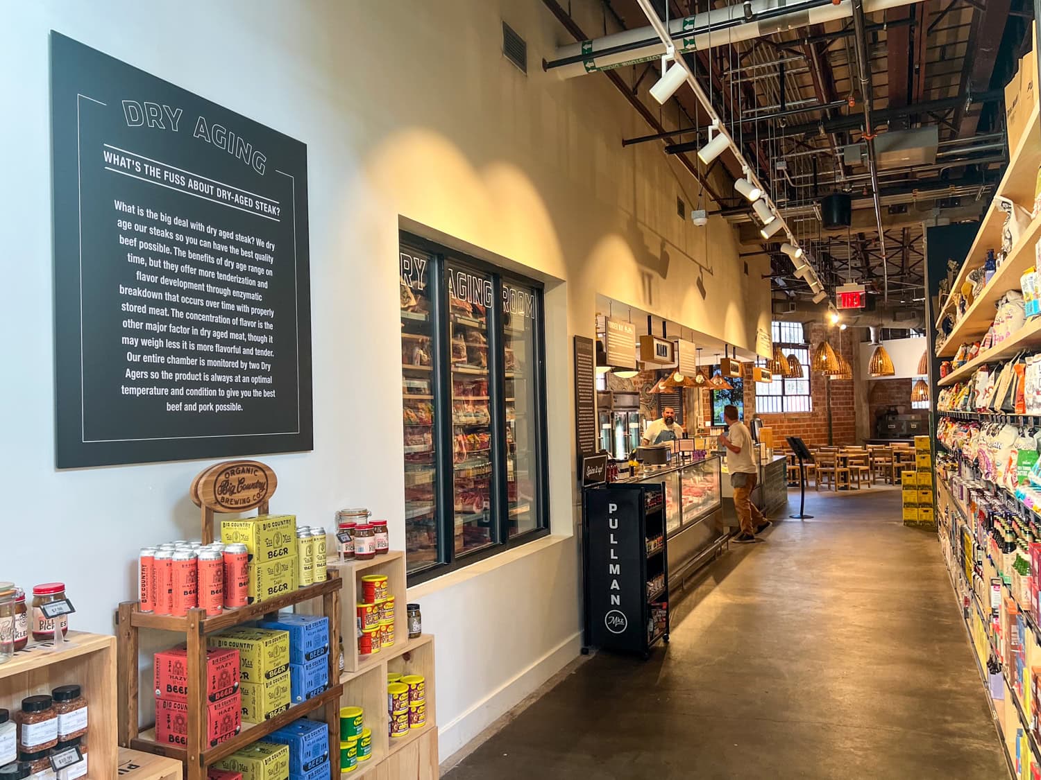A window into Pullman Market's dry aging room.