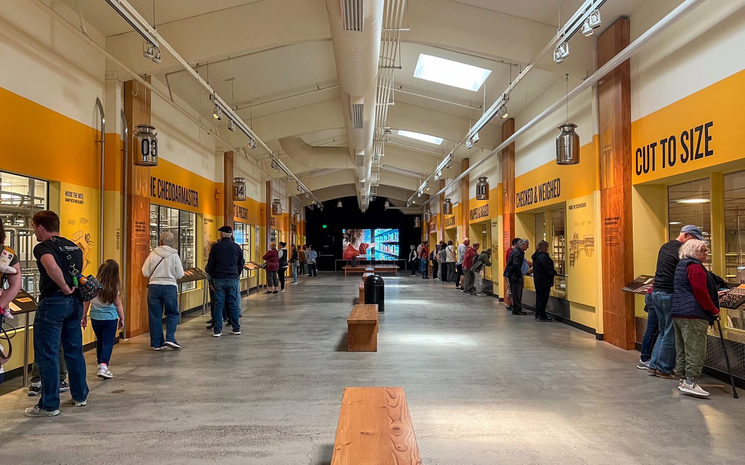 The factory viewing deck for the self-guided cheese tour.