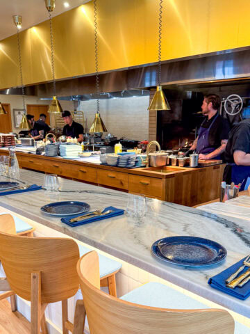 Kann restaurant's open kitchen.