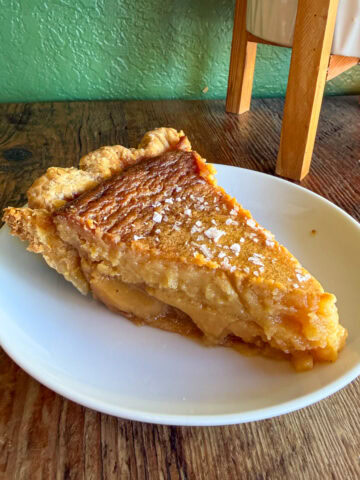 A slice of salted honey pie.