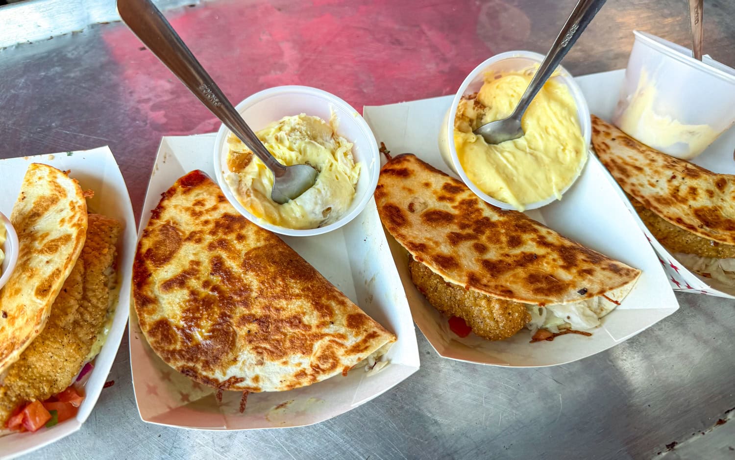 Fried catfish taco and banana pudding at Edley's Barbeque.
