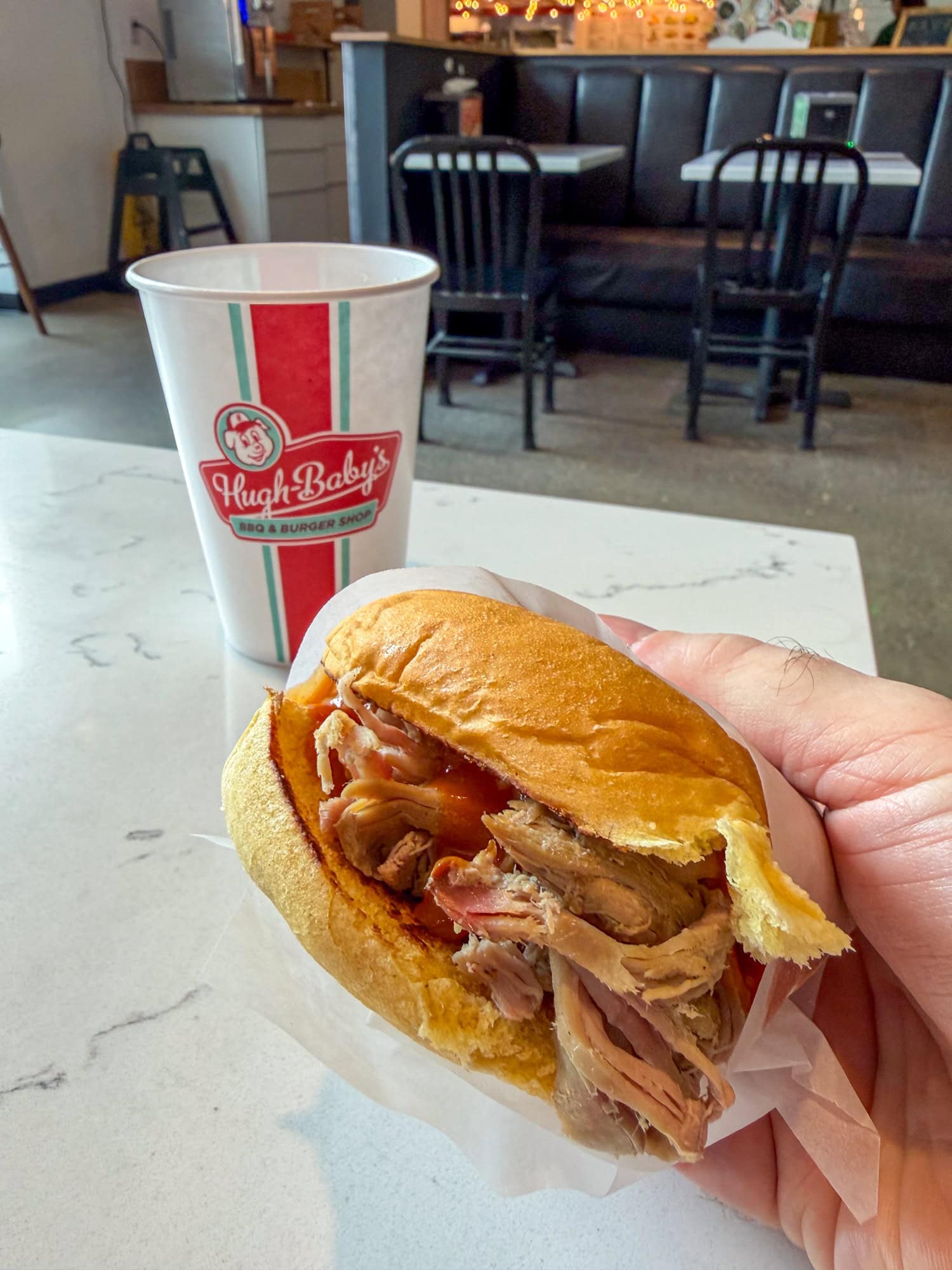 Hugh-Baby's BBQ pulled pork sandwich at Hunters Station, the second stop on my Nashville food tour.