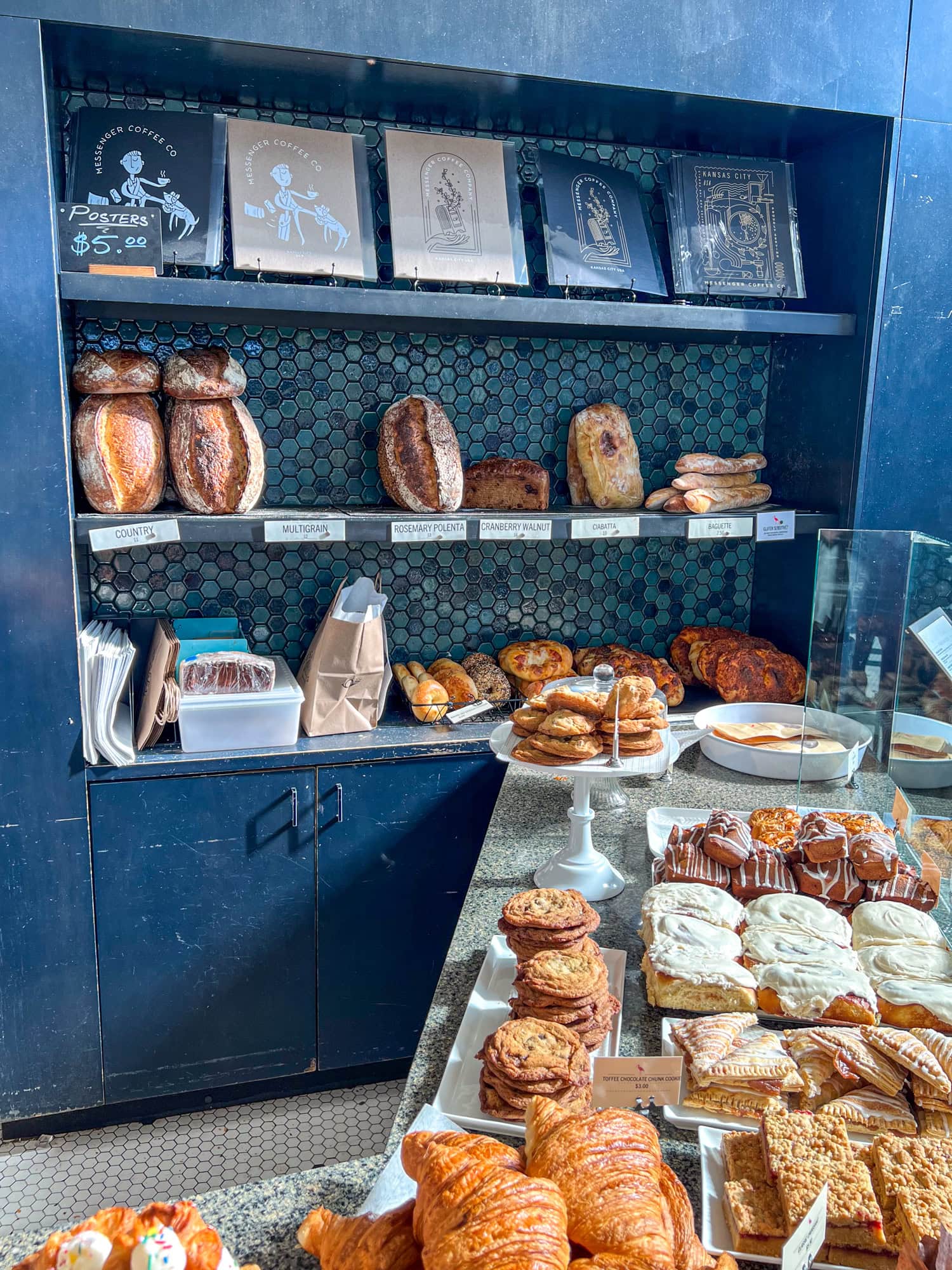 Fresh loaves of bread and pastries at Ibis Bakery in the Crossroads Arts District of Kansas City, MO.