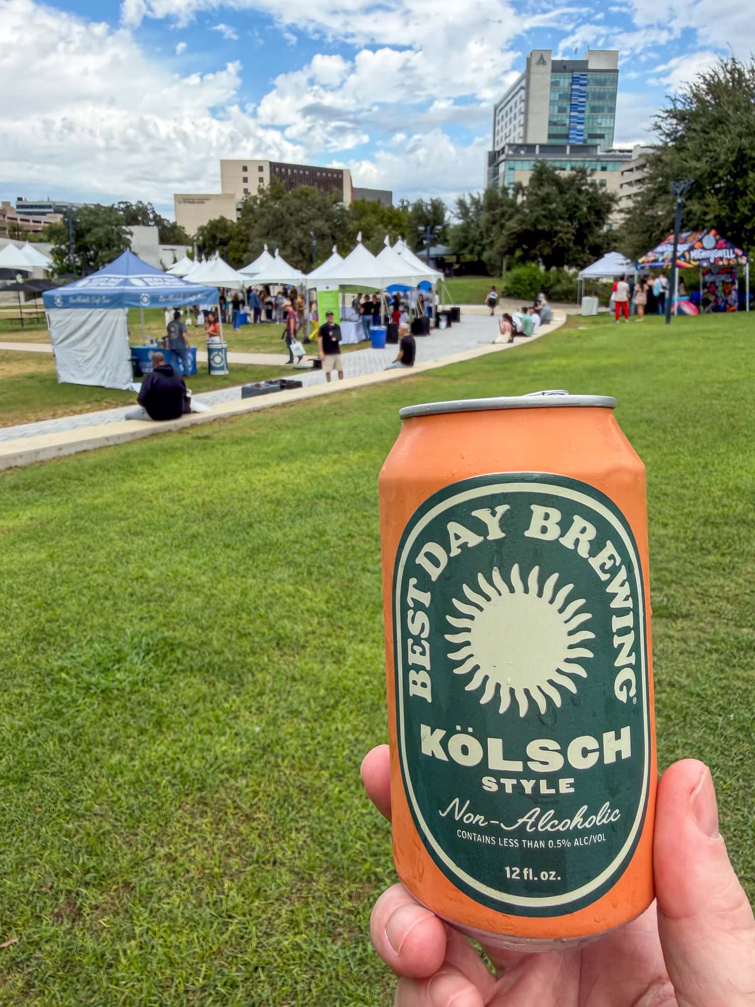 Kölsch-style beer by Best Day Brewing at the Grand Tasting Village, part of Austin's SEED Food and Wine Festival.
