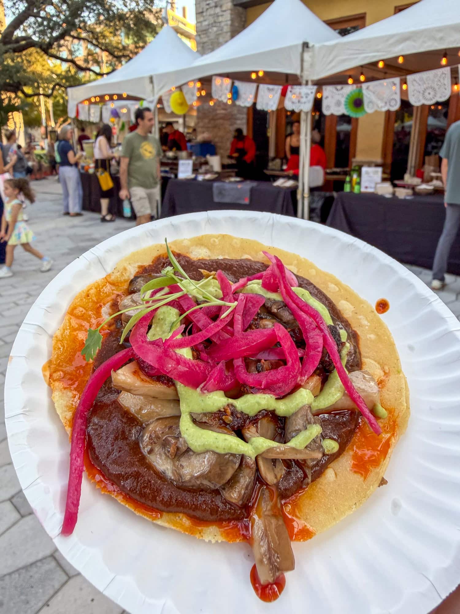 Mushroom confit mole taco at the Texas Taco Throwdown during the SEED Food and Wine Festival in Austin.