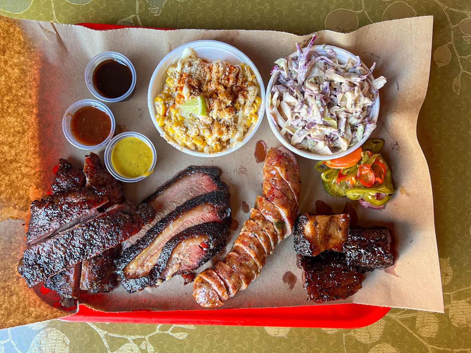 Chef J's 4-meat BBQ plate.