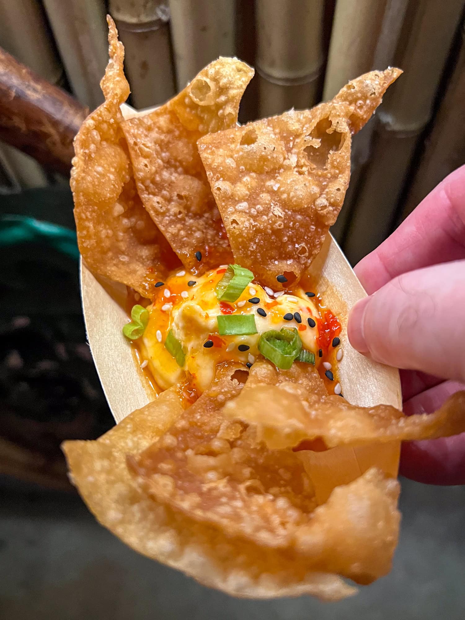 Crab Rangoon nachos at Pineapple Parlor.