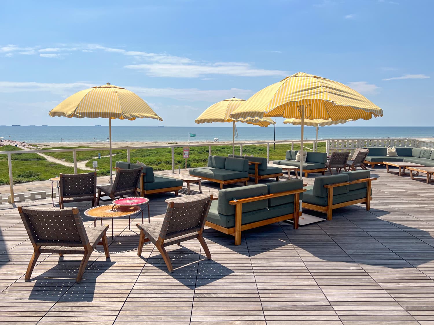 The rooftop bar with Gulf views at Hotel Lucine.