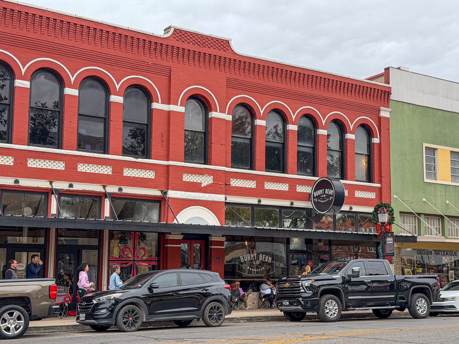 Customers line up for Sunday breakfast outside Burnt Bean Co.