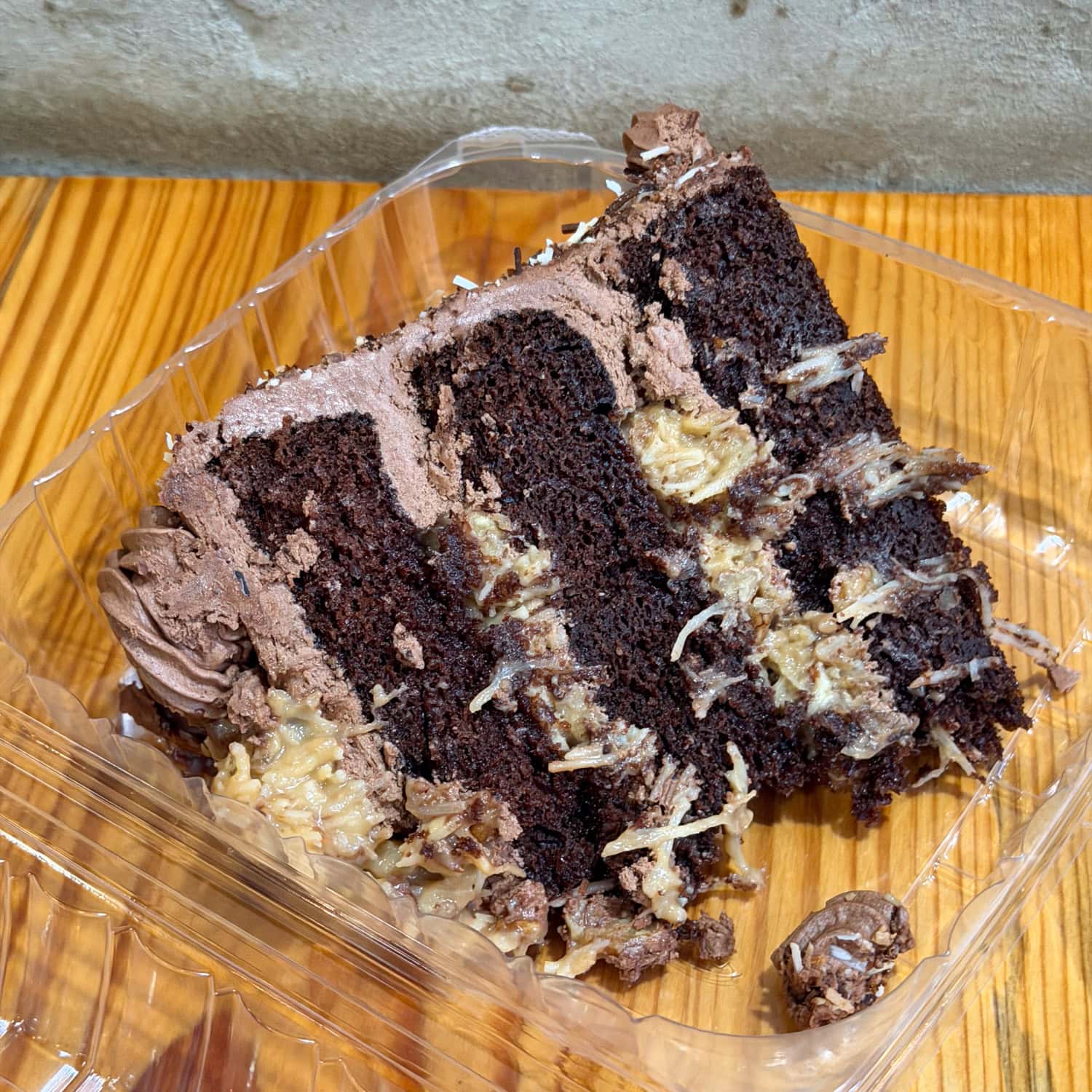 German chocolate cake slice.