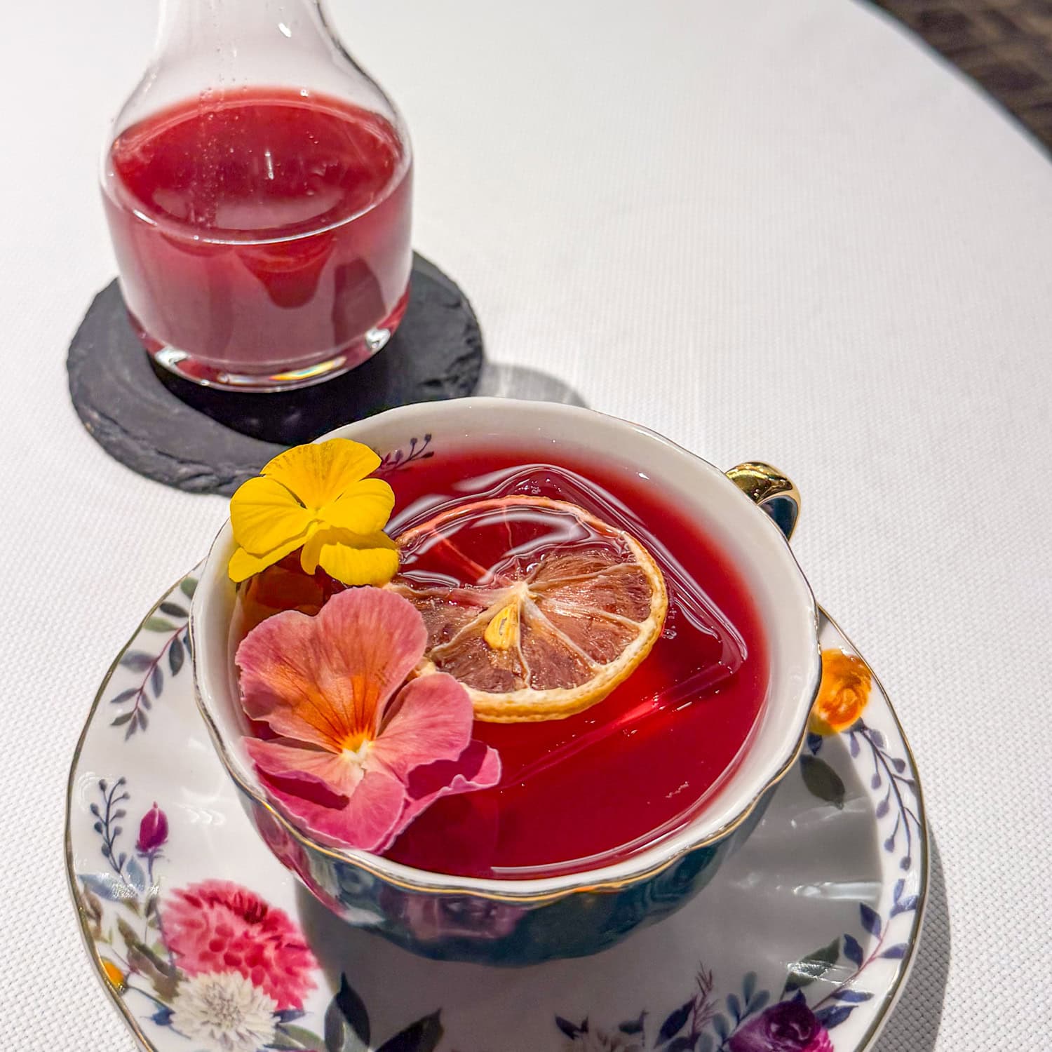 Traditional punch served in a teacup.