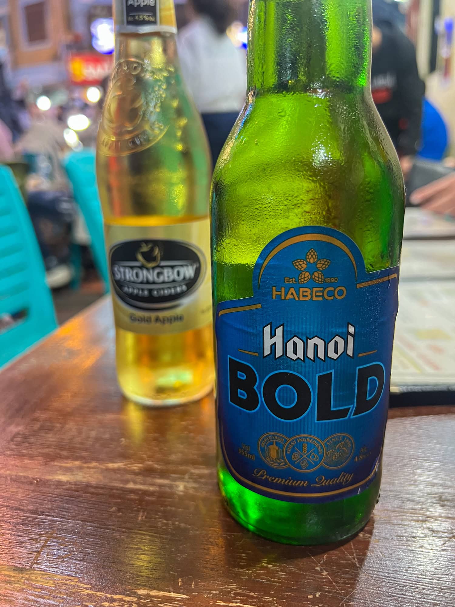 Vietnamese beer on the streets of Hanoi.