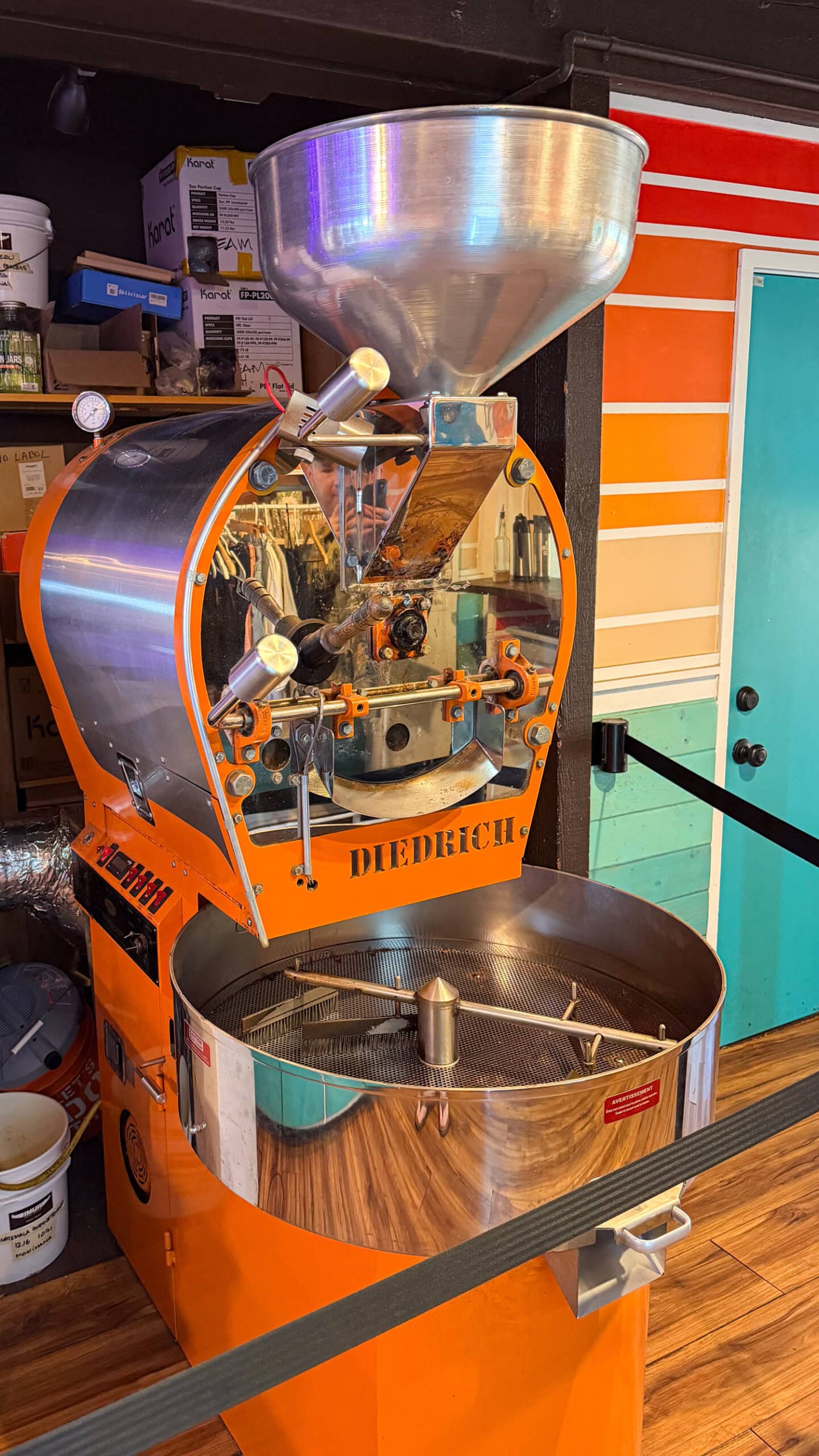 Diedrich coffee roaster inside Imua Coffee Roasters in Kauai, Hawaii.