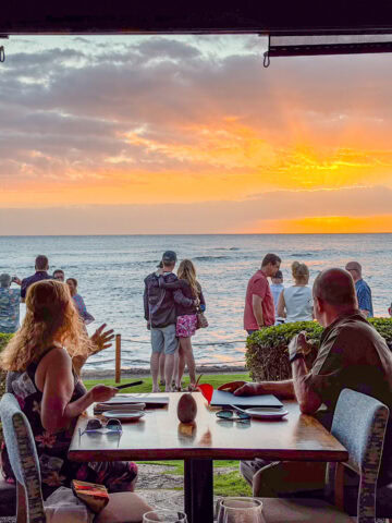Sunset from Beach House Restaurant in Poipu on Kauai's South Shore
